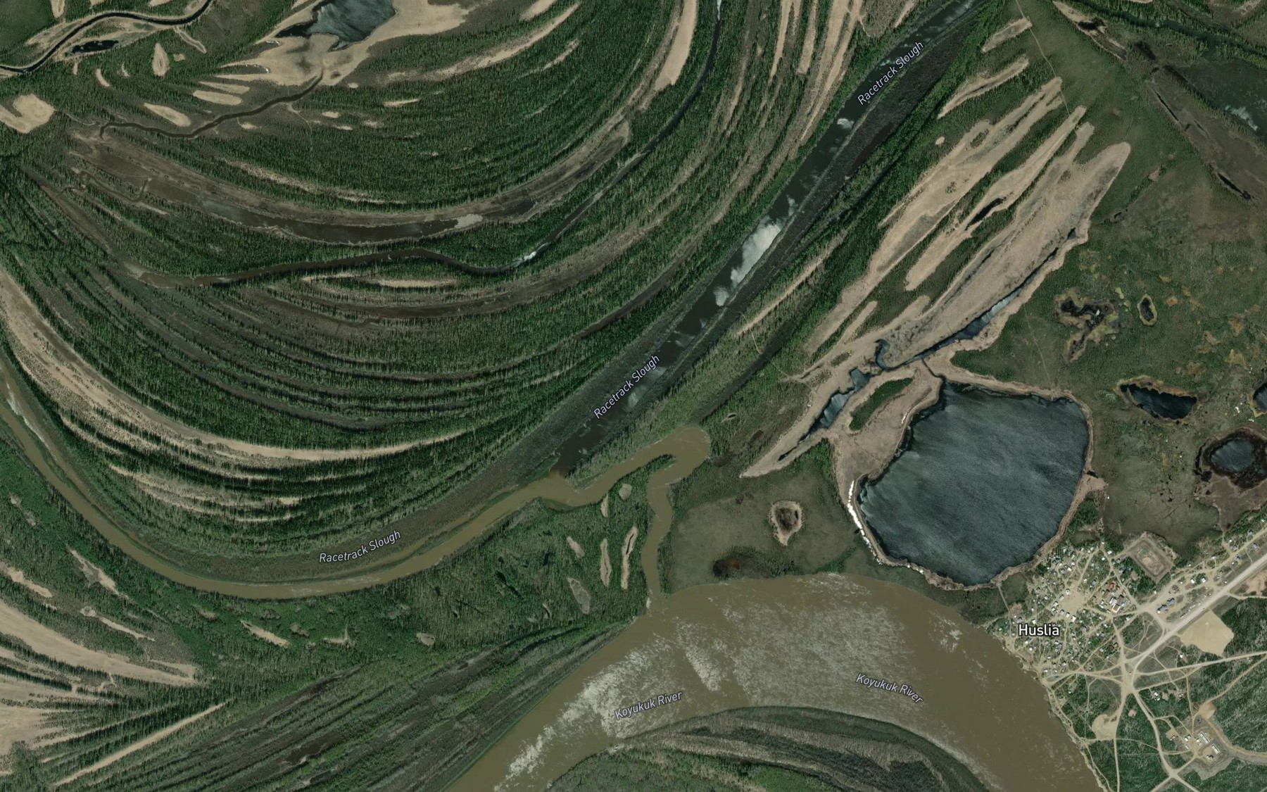 Satellite map of the Racetrack Slough