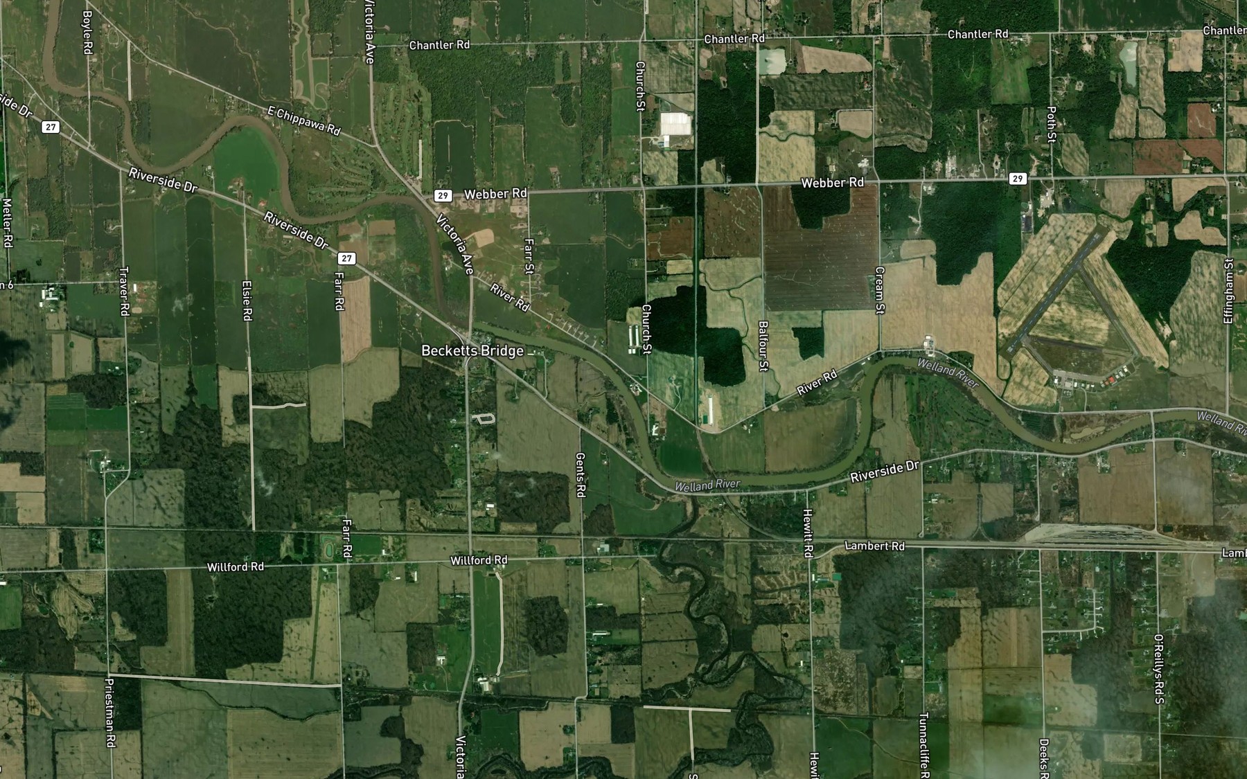 Satellite map of the Bridgewater Creek