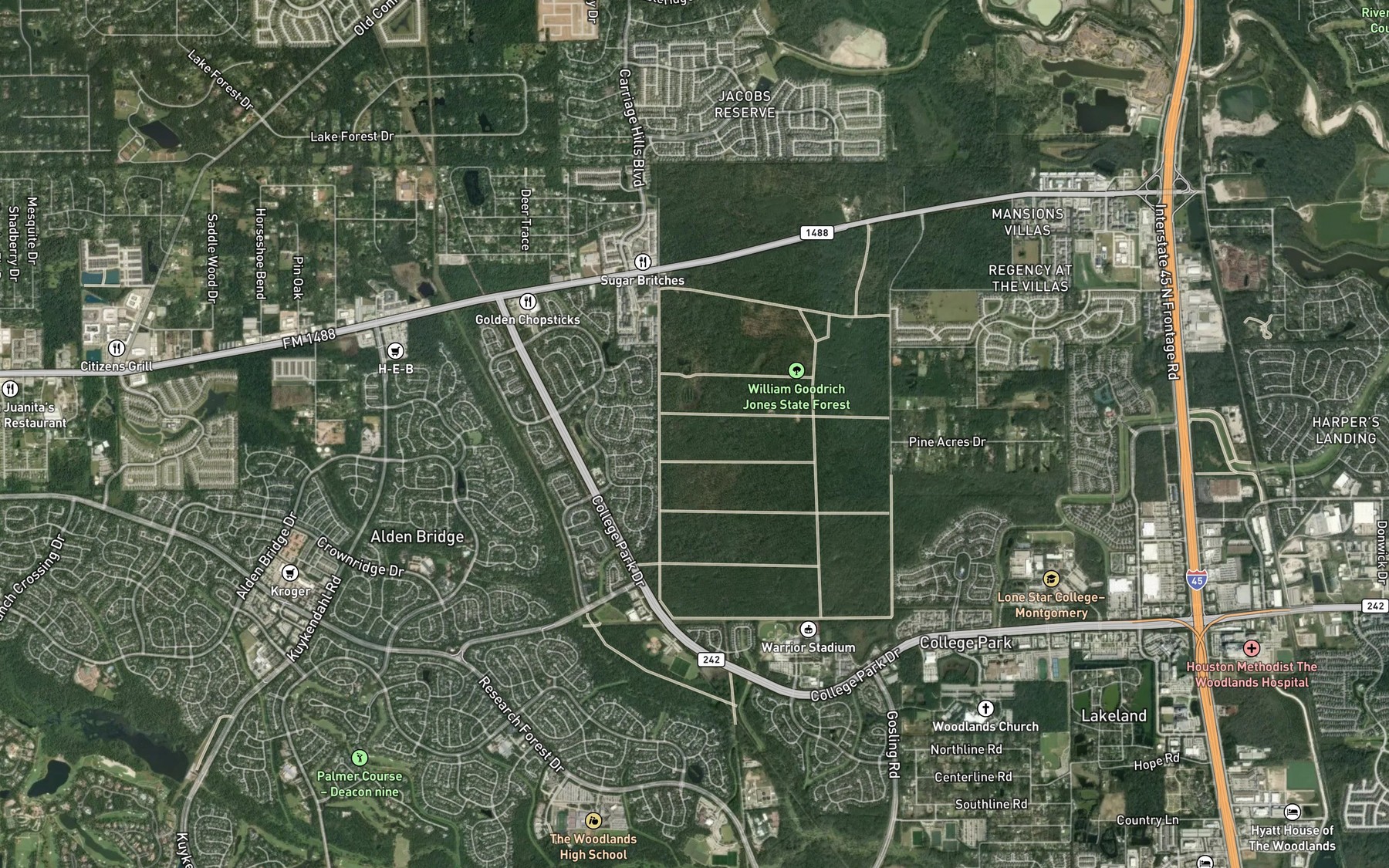 Satellite map of the Wells Pond