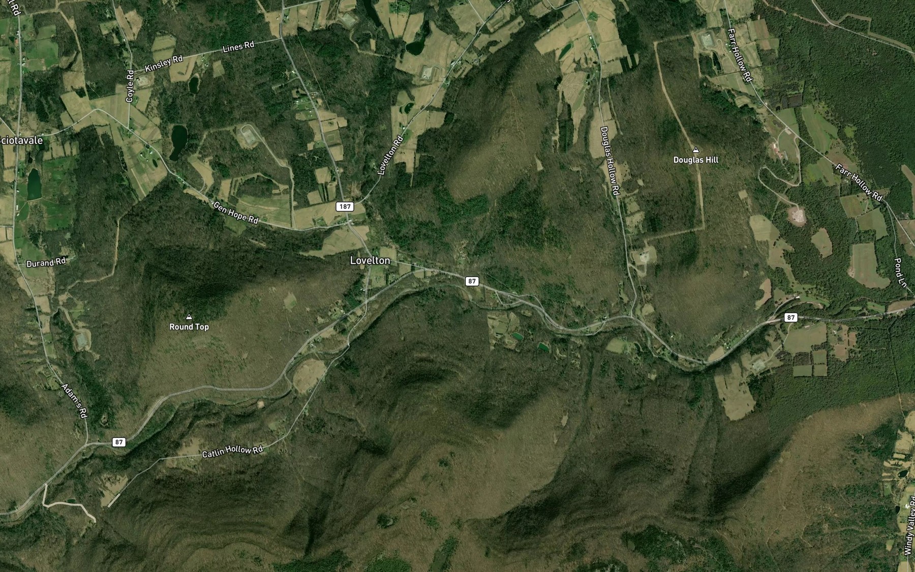 Satellite map of the Miller Brook