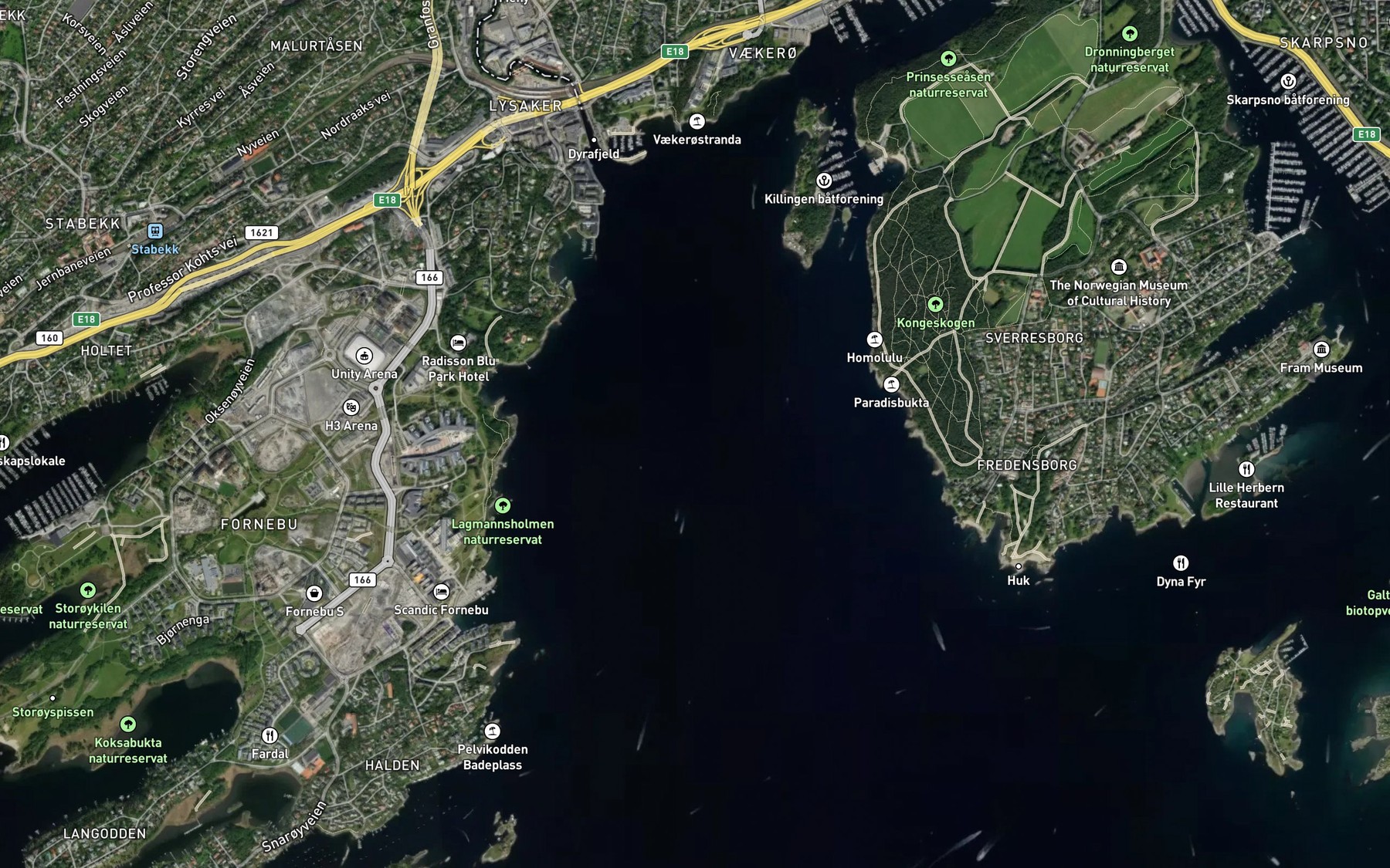 Satellite map of the Lysakerfjorden