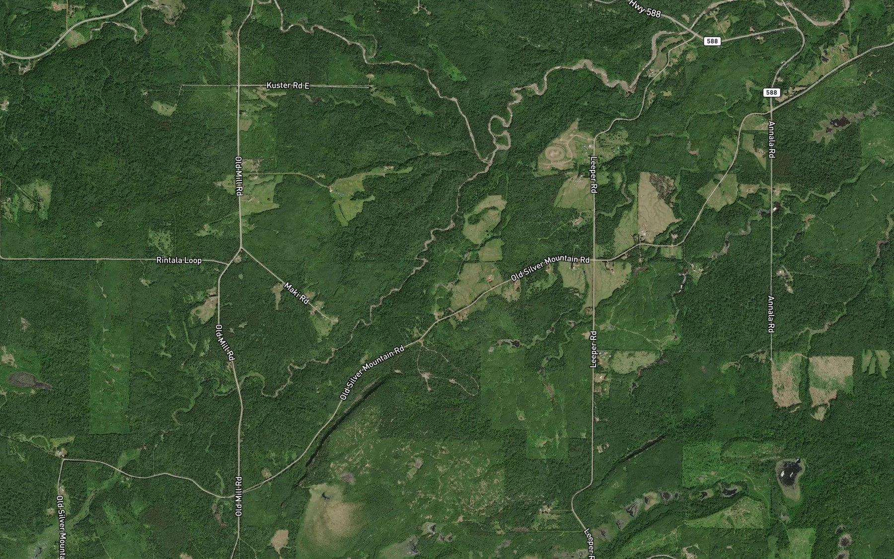 Satellite map of the Silver Falls Creek