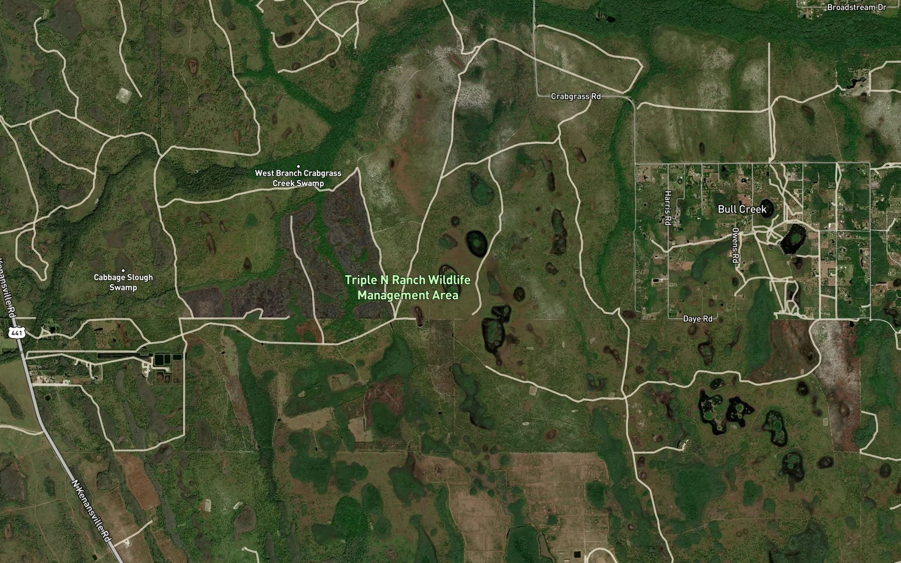 Satellite map of the Clump Pond