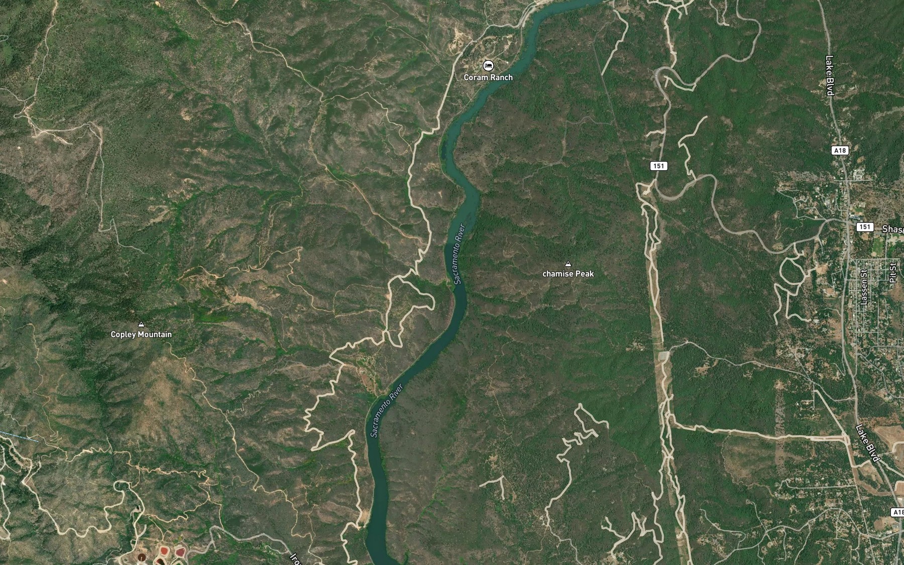 Satellite map of the Motion Creek