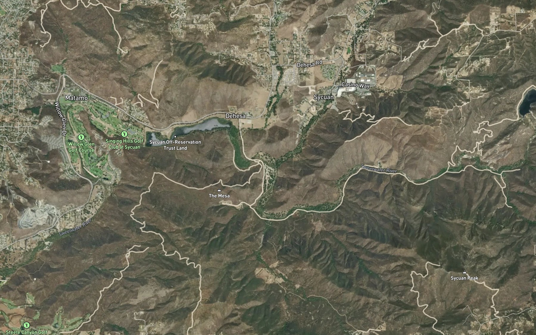 Satellite map of the North Fork Sweetwater River