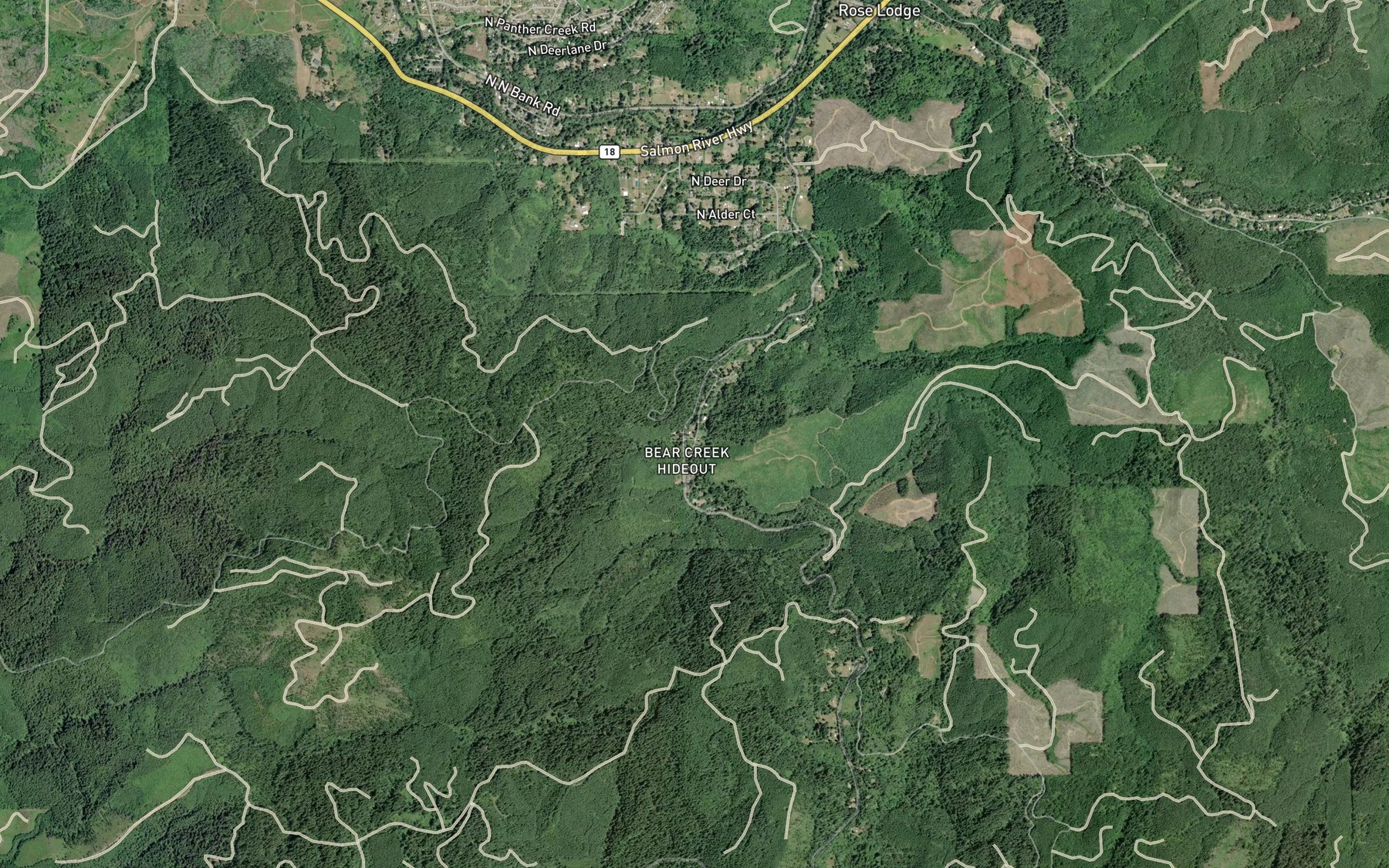 Satellite map of the Southman Creek