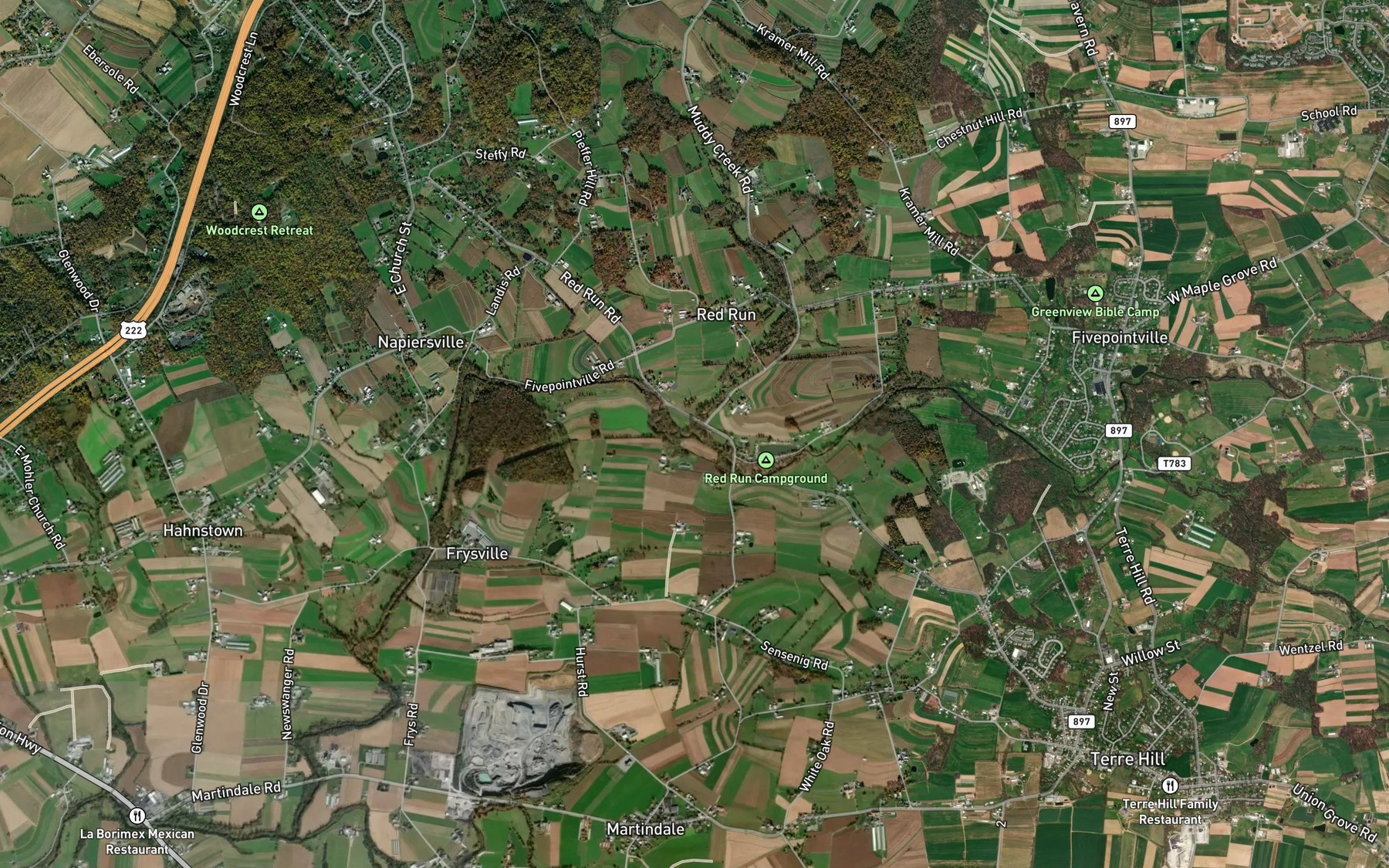 Satellite map of the Little Muddy Creek