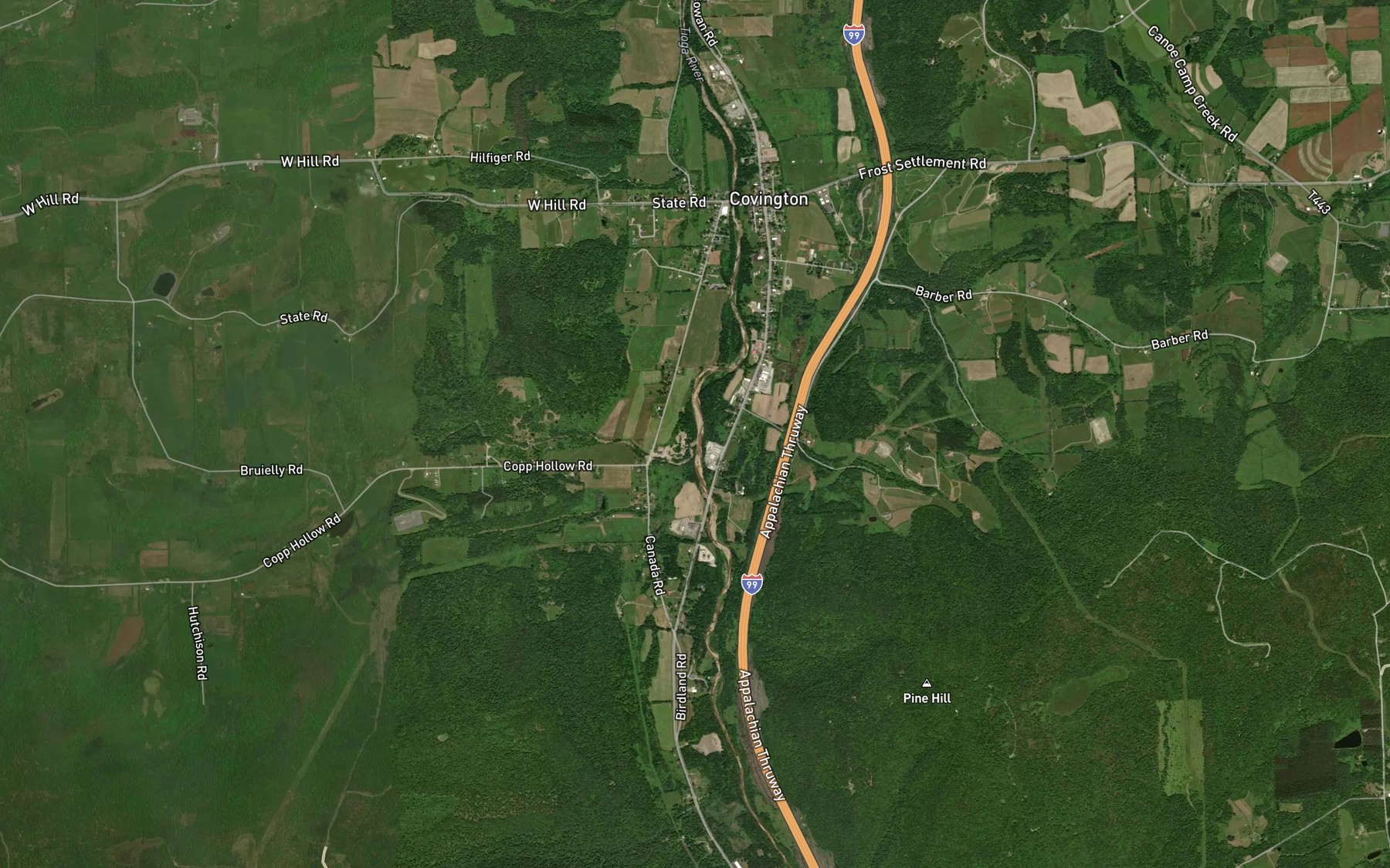 Satellite map of the Tan Creek