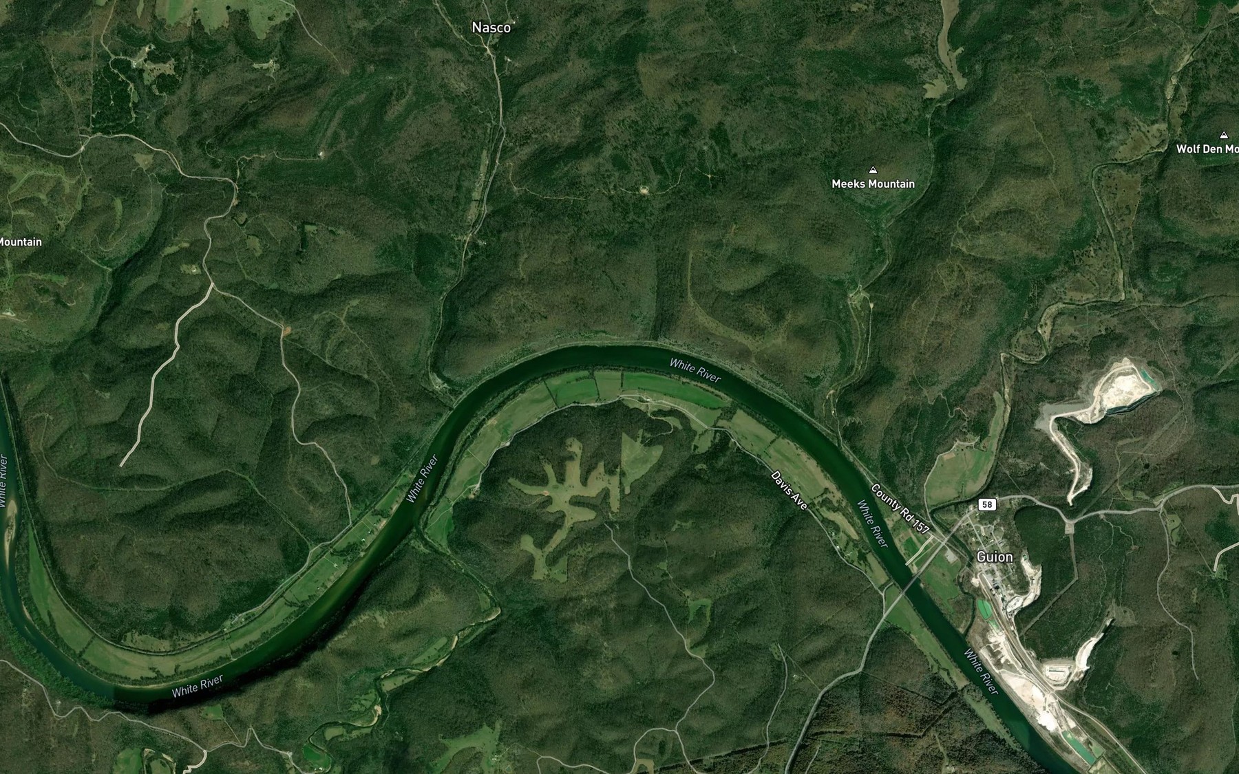 Satellite map of the Jones Bottom
