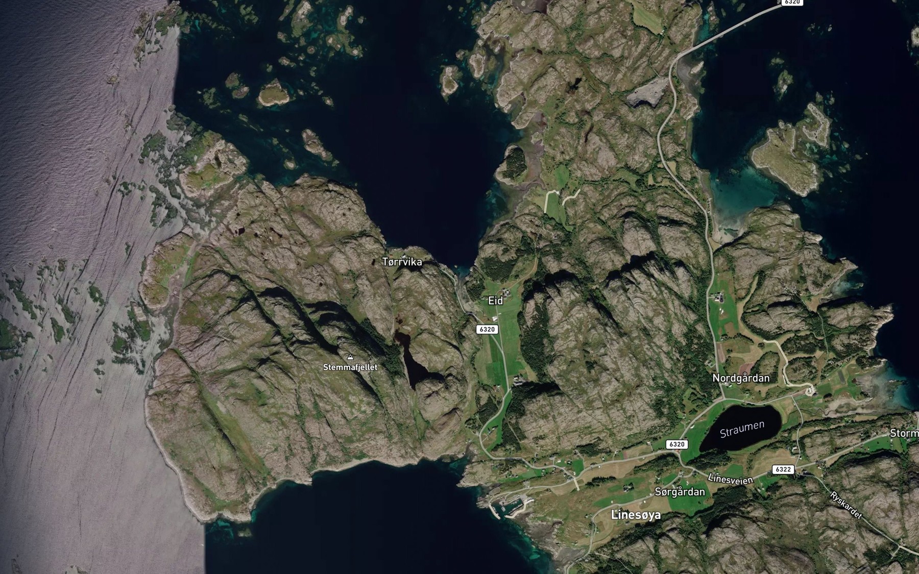 Satellite map of the Eidsleira