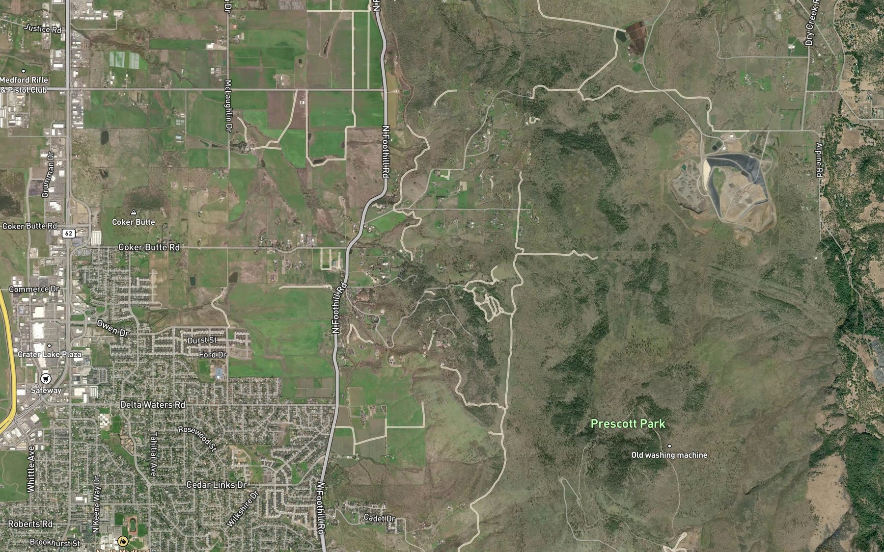 Satellite map of the Coal Mine Creek