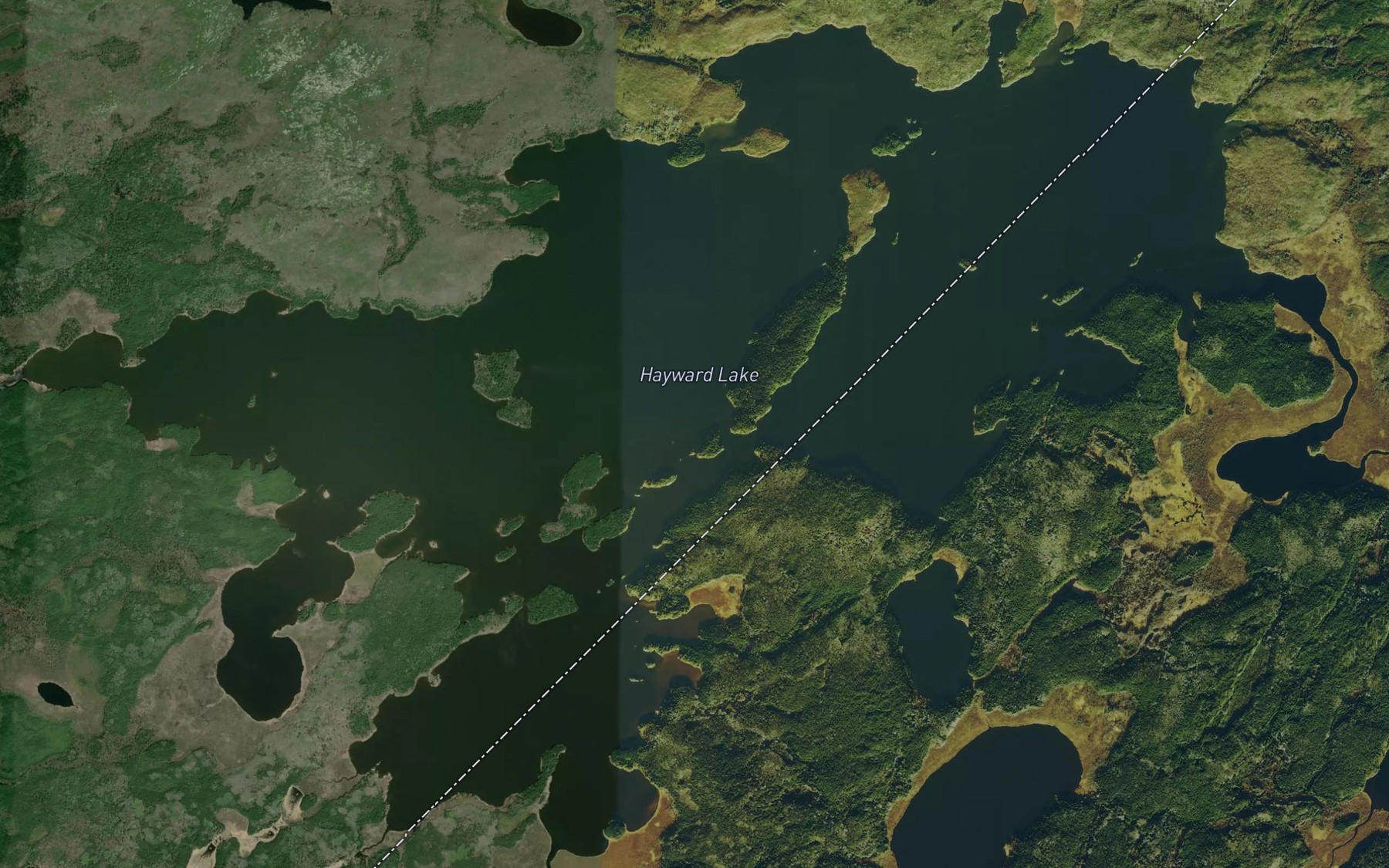 Satellite map of the Hayward Lake