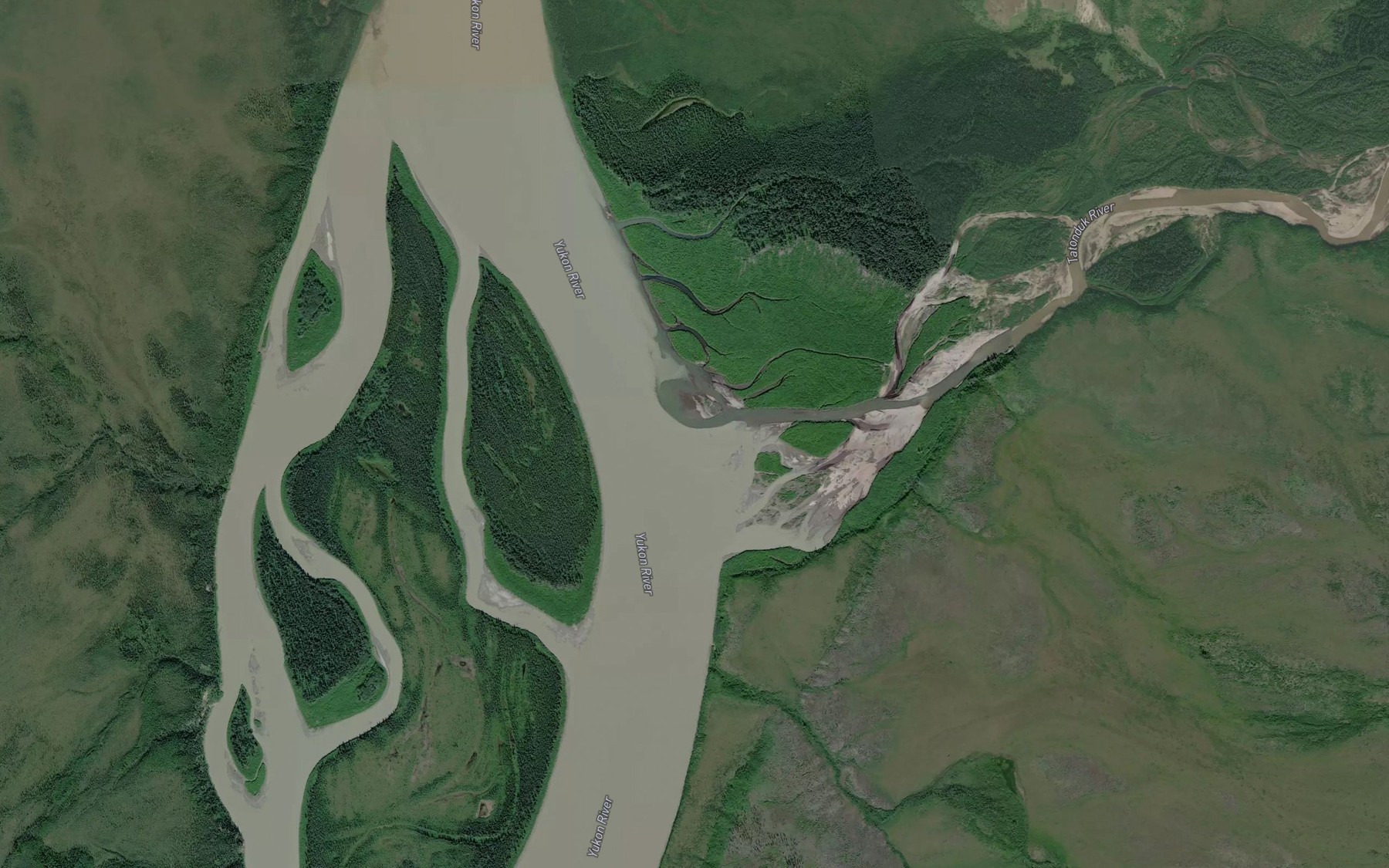 Satellite map of the Tatonduk River