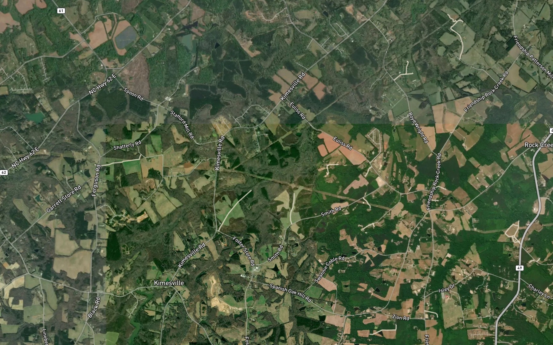 Satellite map of the Poppaw Creek