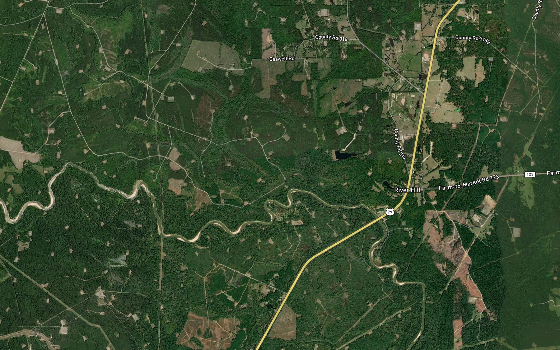 Satellite map of the Gum Slough