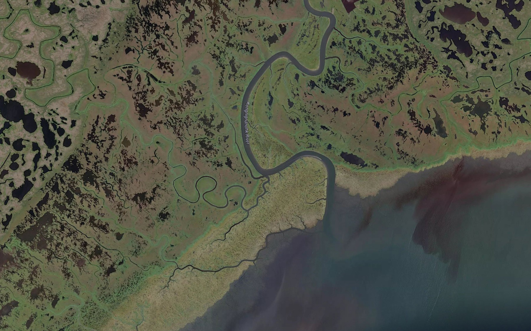 Satellite map of the Kongnignanohk River