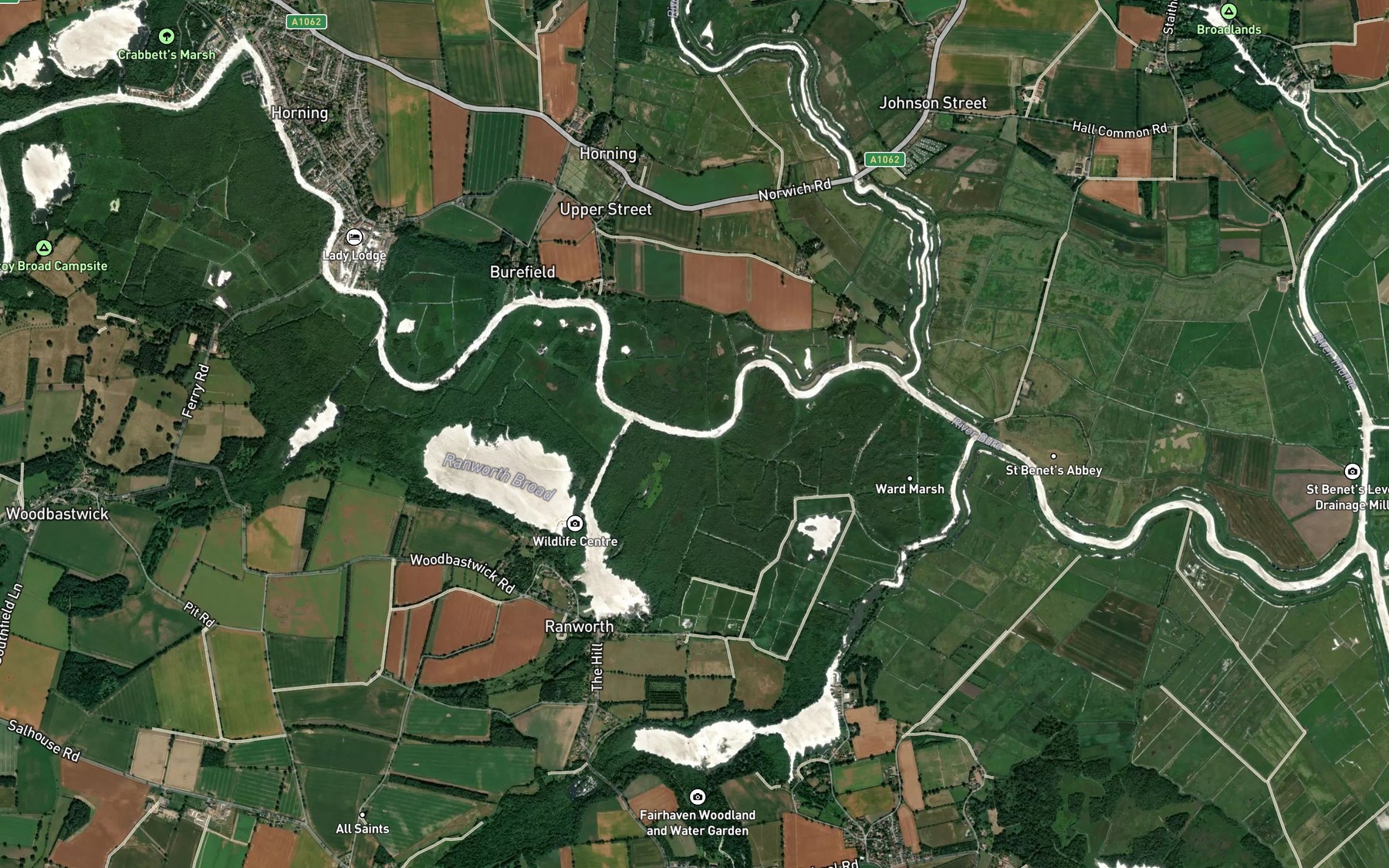 Satellite map of the River Bure