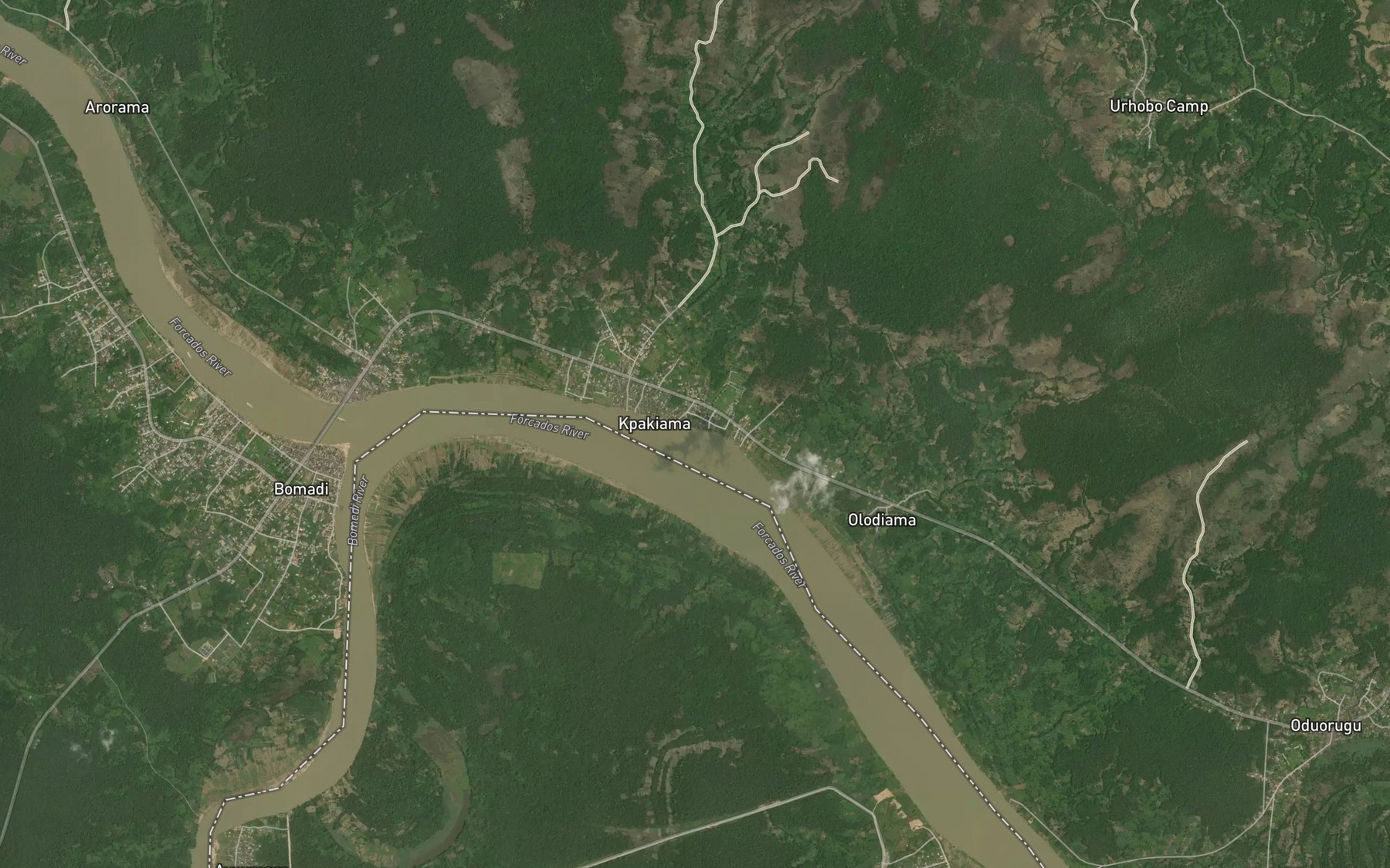 Satellite map of the Ateteoba Creek