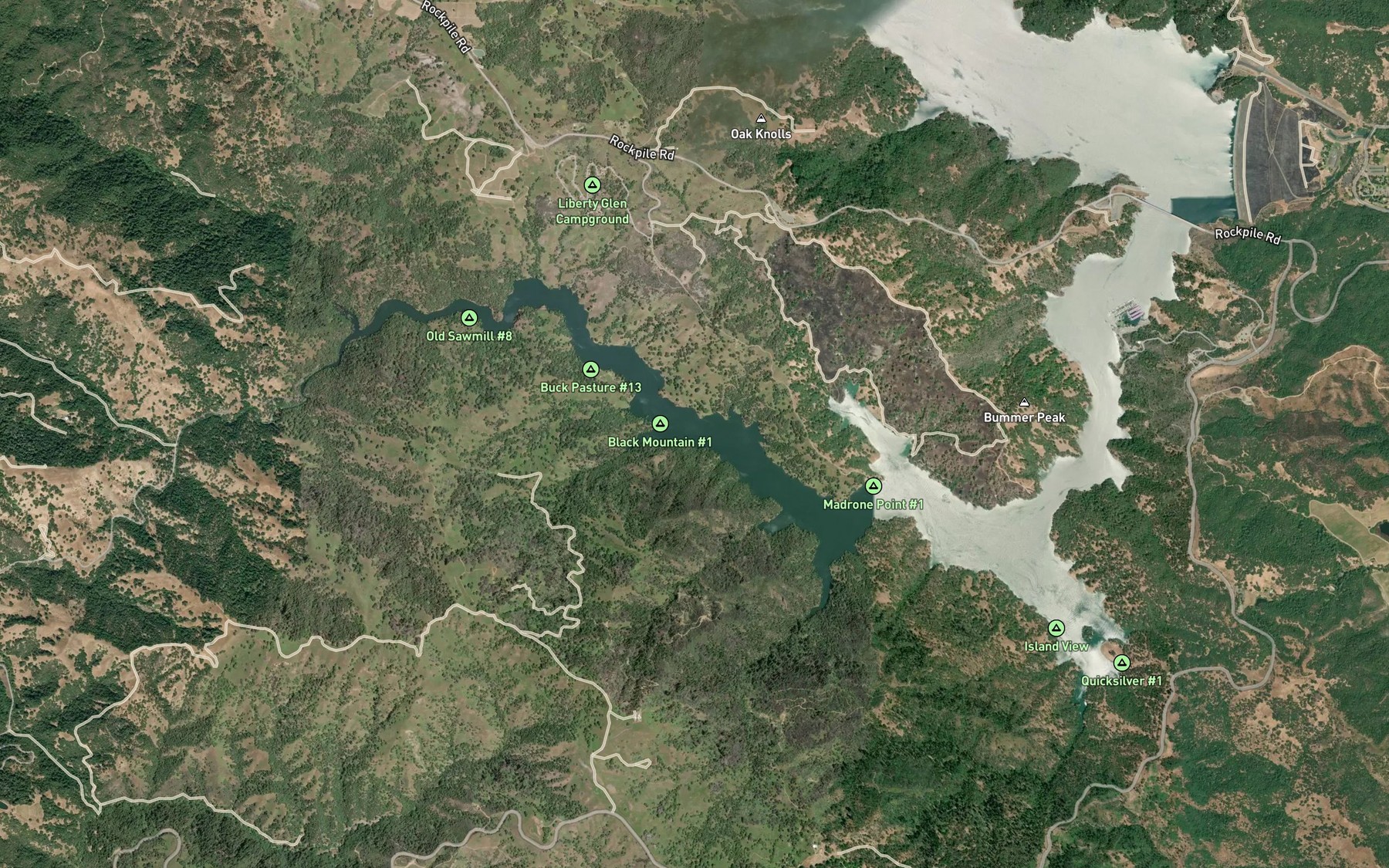 Satellite map of the Seven Oaks Creek
