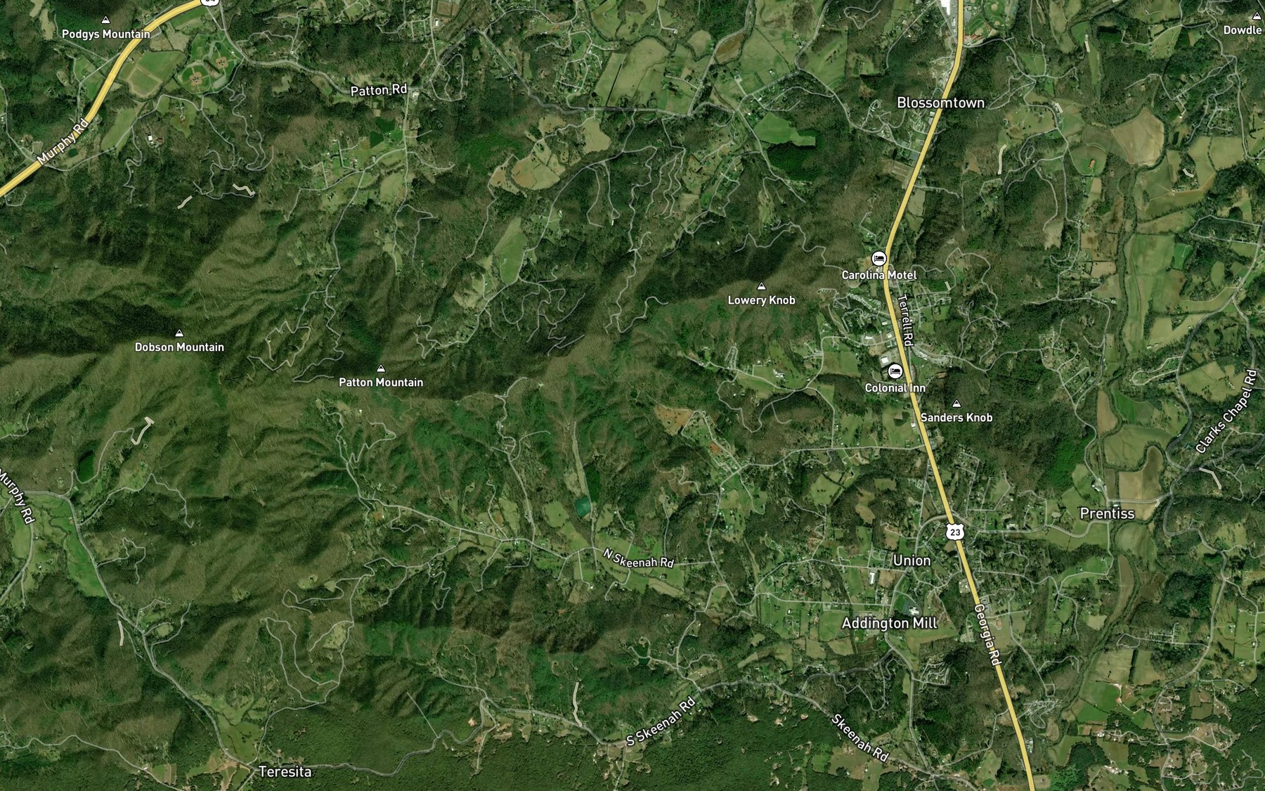 Satellite map of the Grant Lake