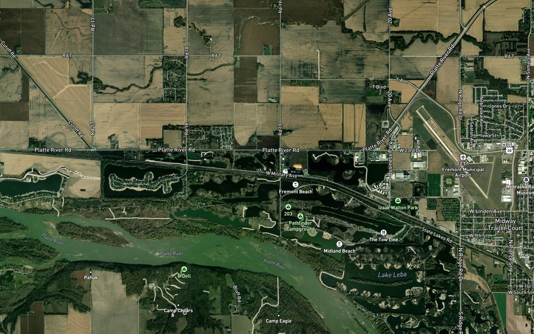 Satellite map of the Cottonwood Cove