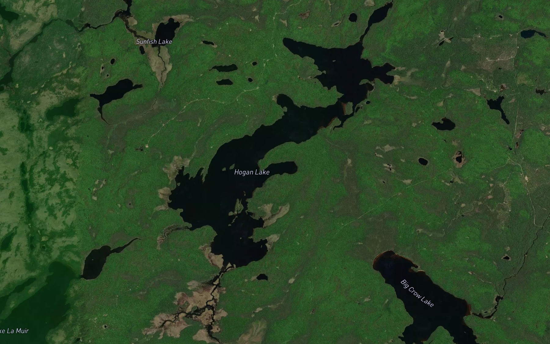 Satellite map of the Hogan Lake