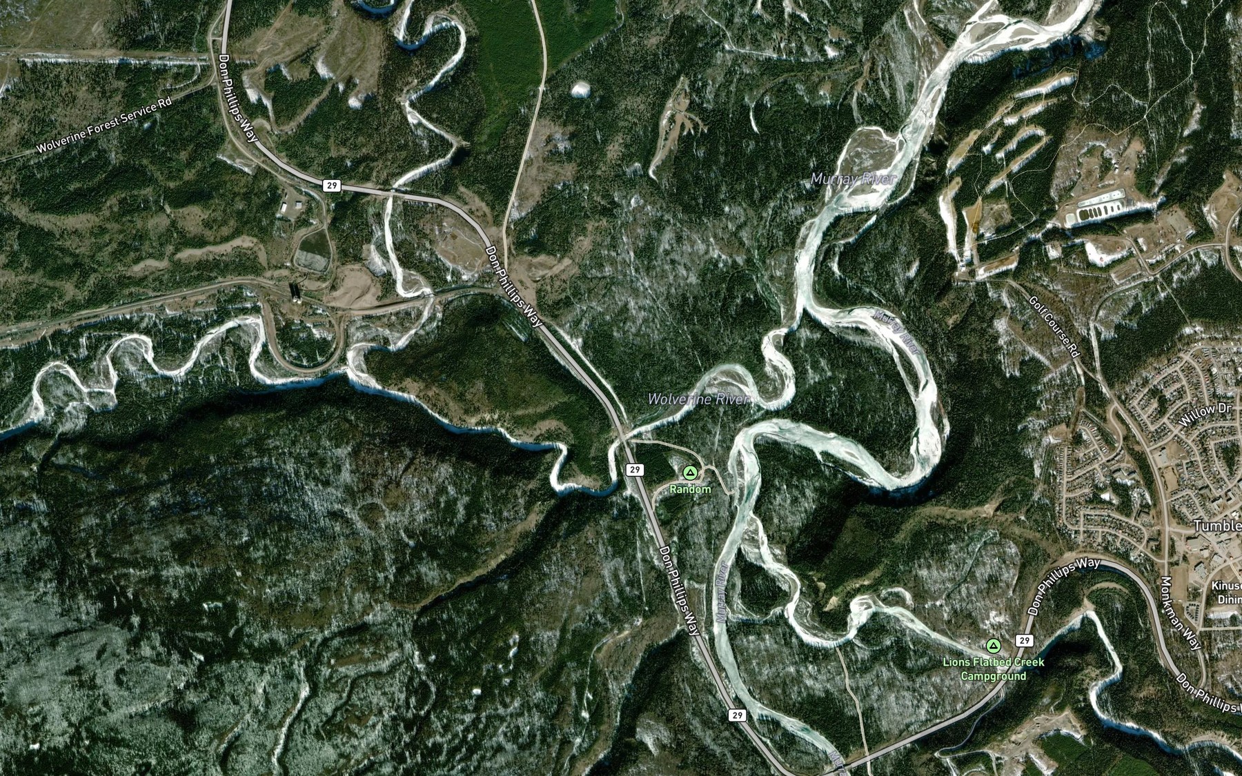 Satellite map of the Wolverine River