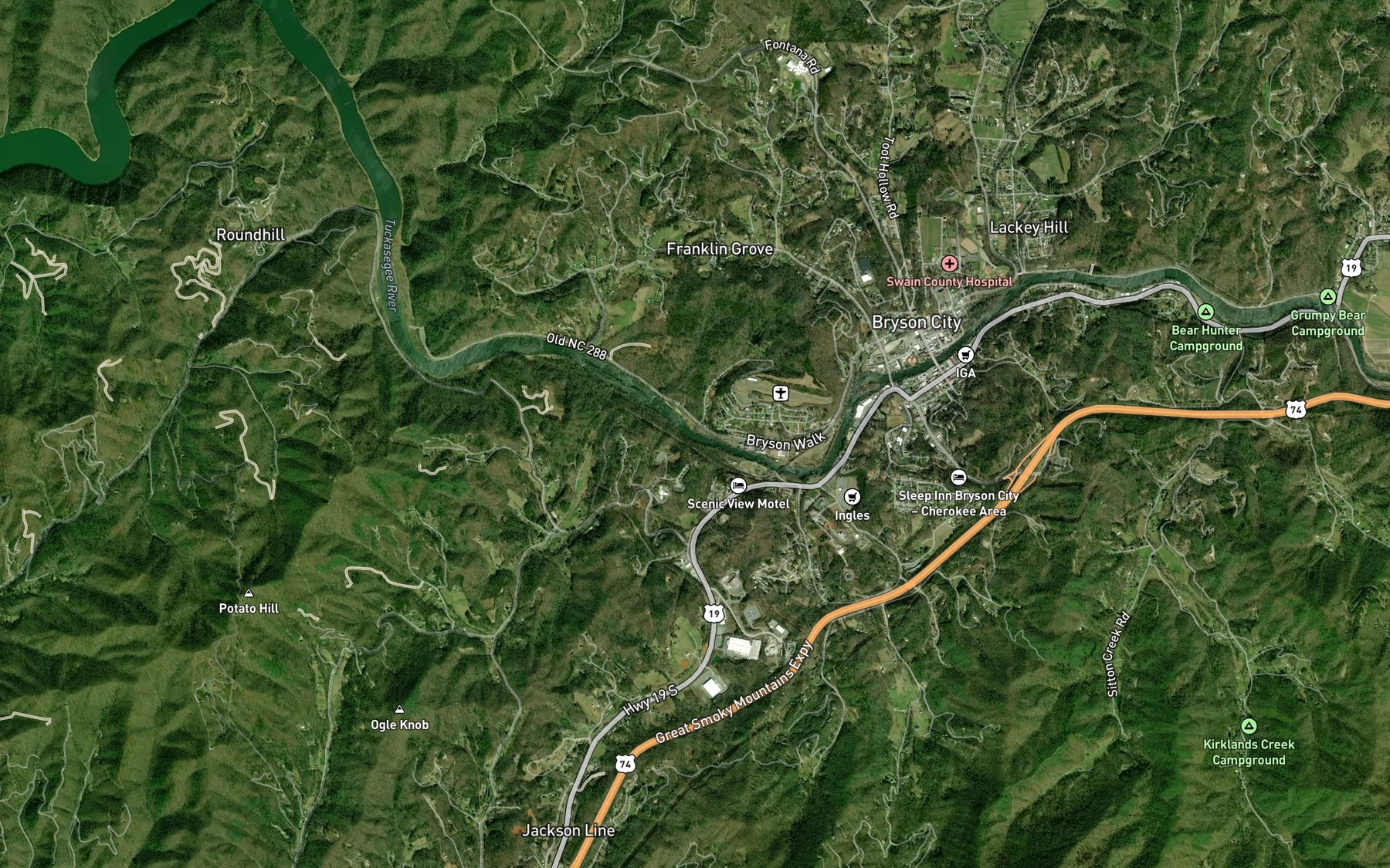 Satellite map of the Lemmons Branch