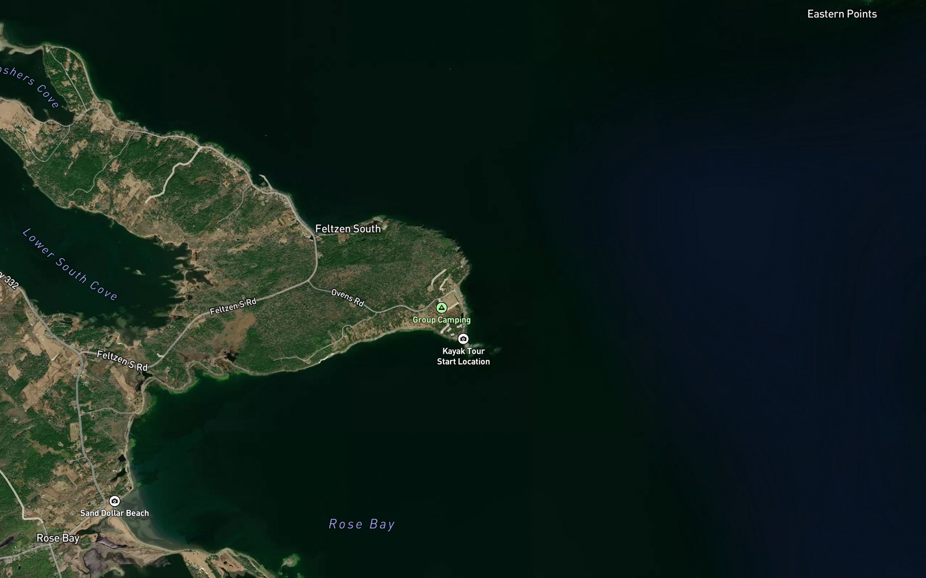 Satellite map of the Cunard Cove