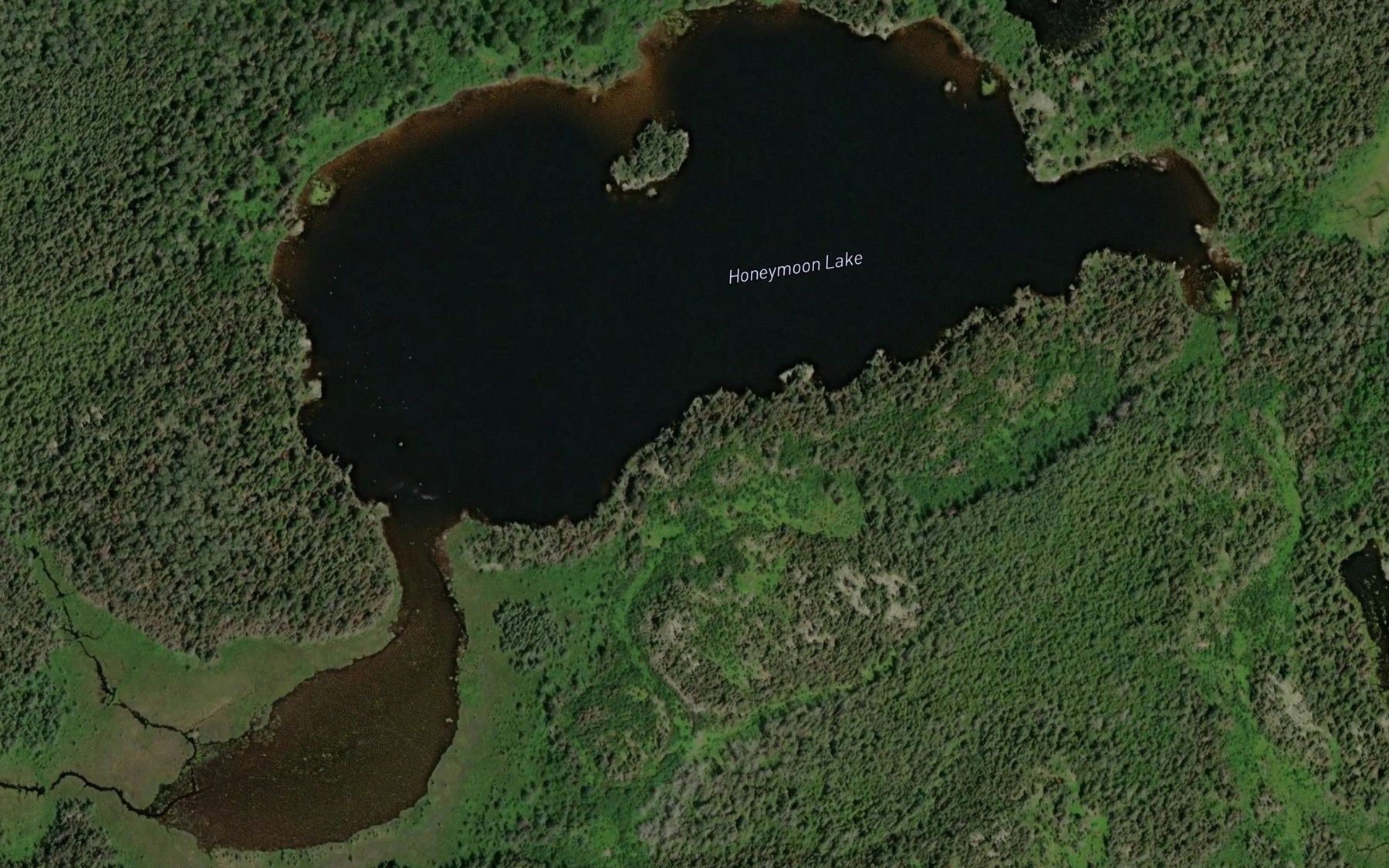 Satellite map of the Honeymoon Lake