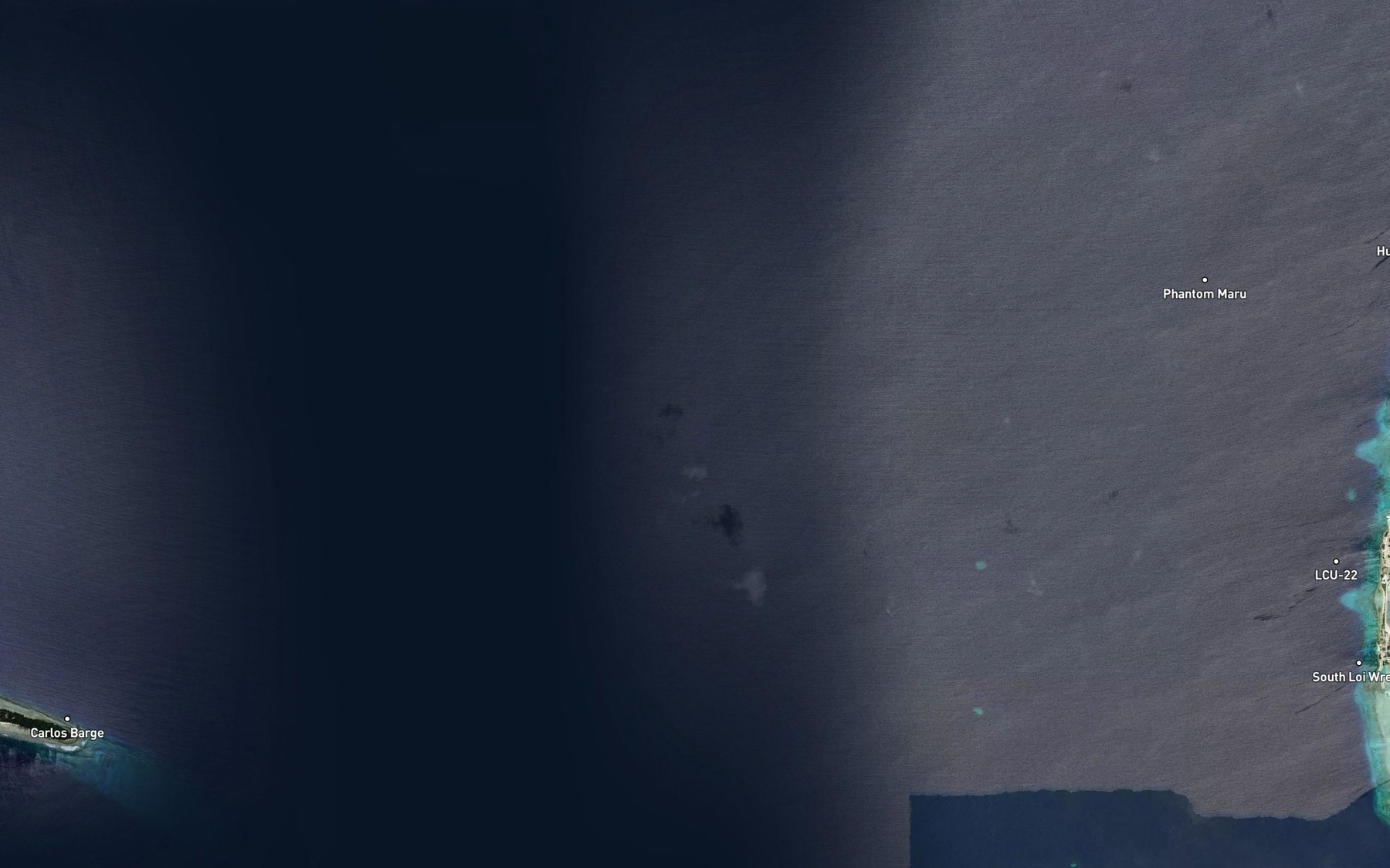 Satellite map of the Twin Peaks coral heads