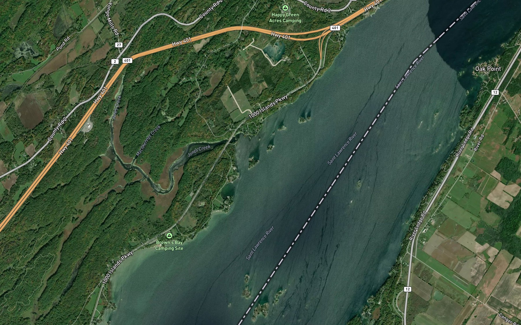 Satellite map of the Jones Creek