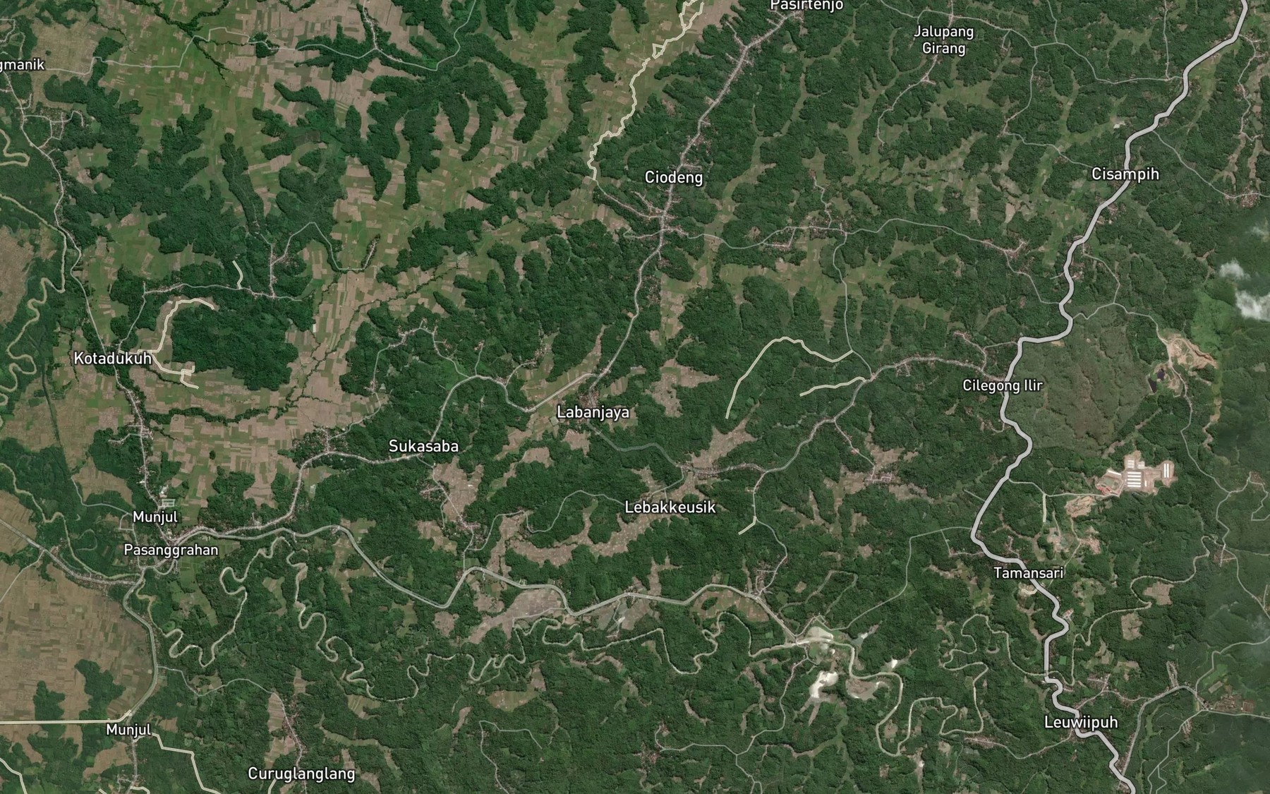 Satellite map of the Ci Curugnyandung