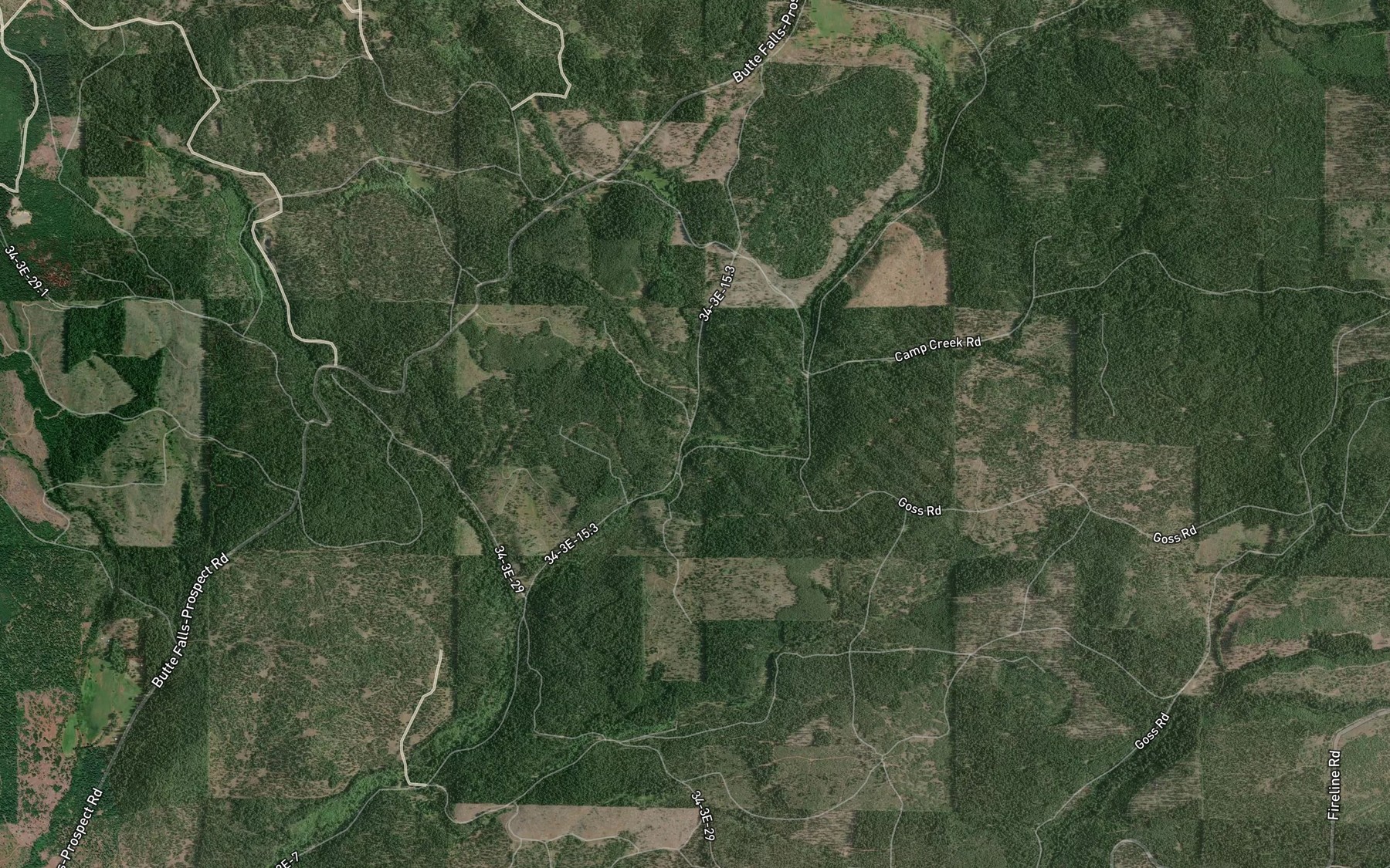 Satellite map of the Mule Creek