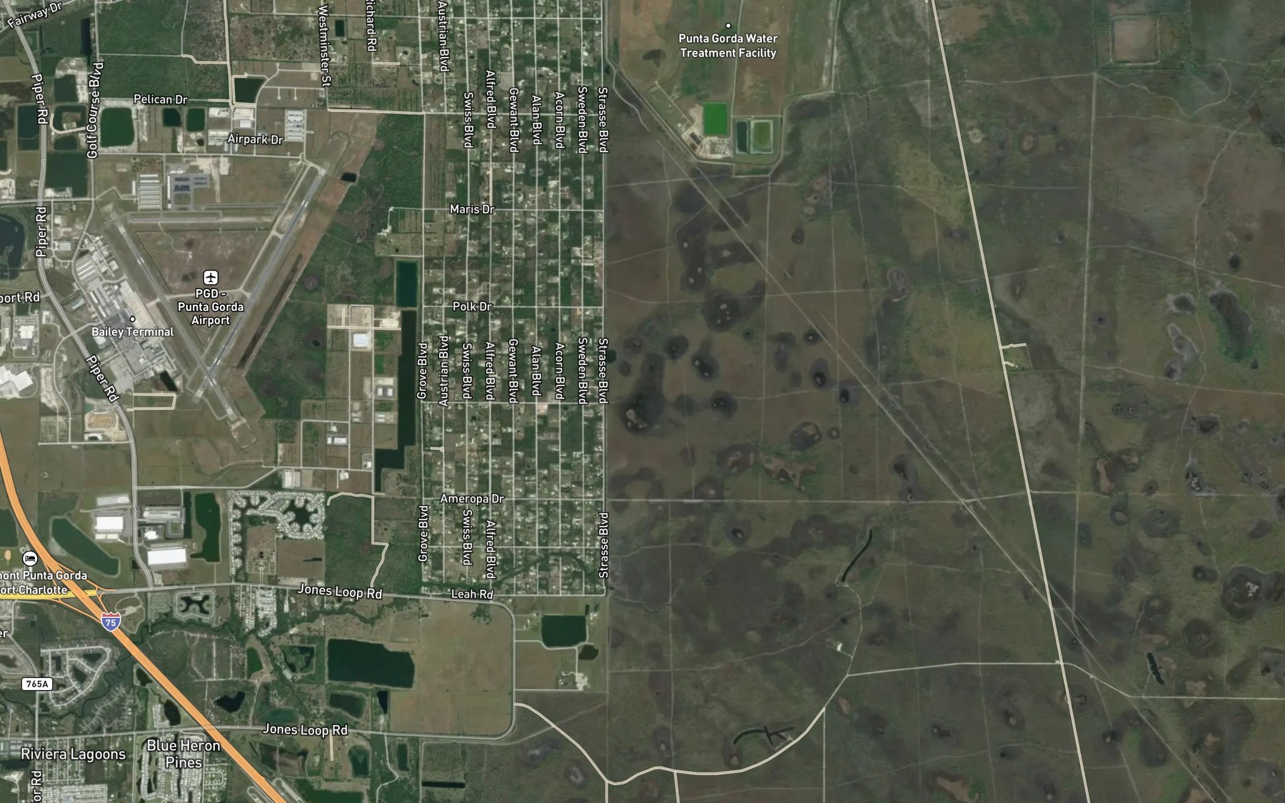 Satellite map of the Ladle Lake