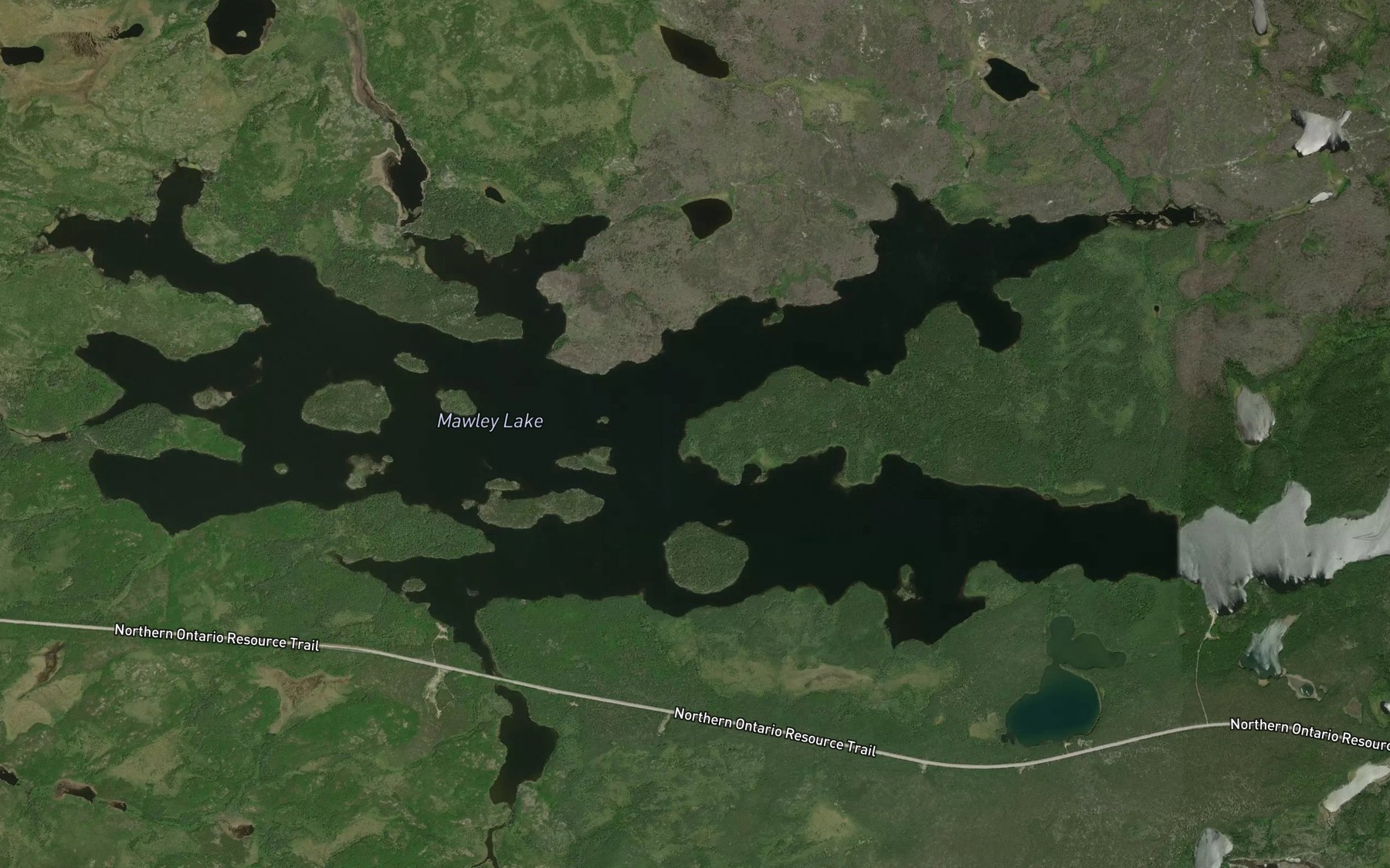 Satellite map of the Mawley Lake