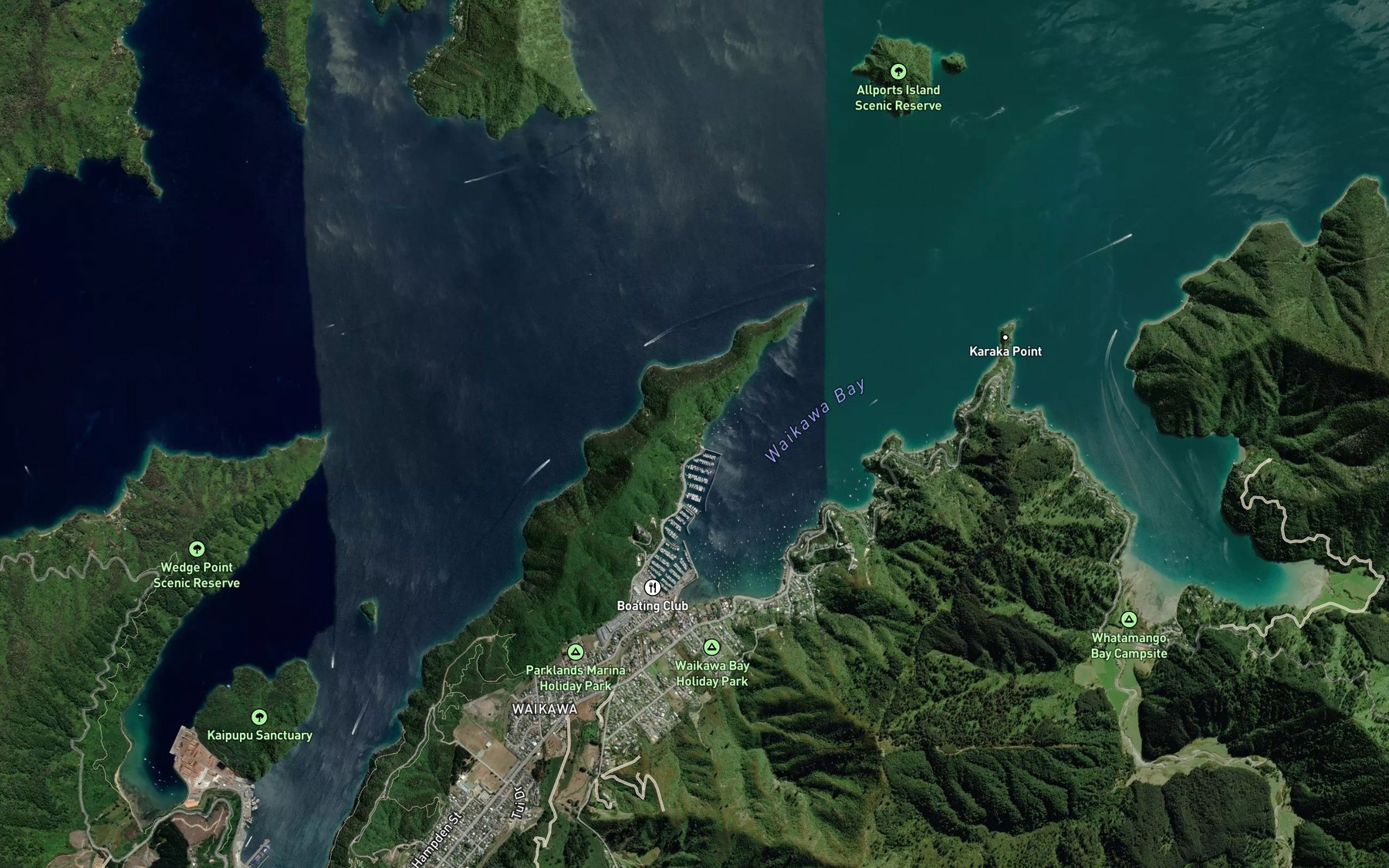 Satellite map of the Moikarurangi Bay