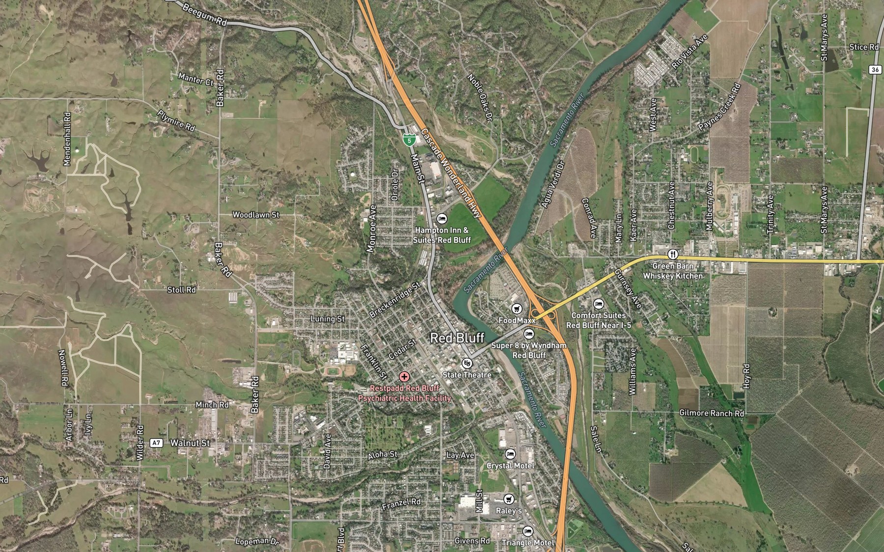 Satellite map of the Brewery Creek