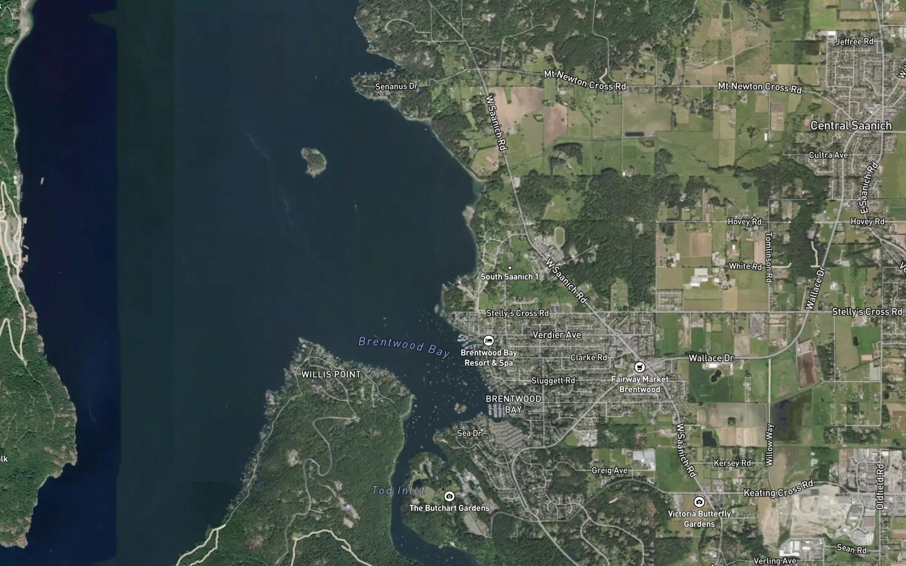 Satellite map of the Hagan Creek