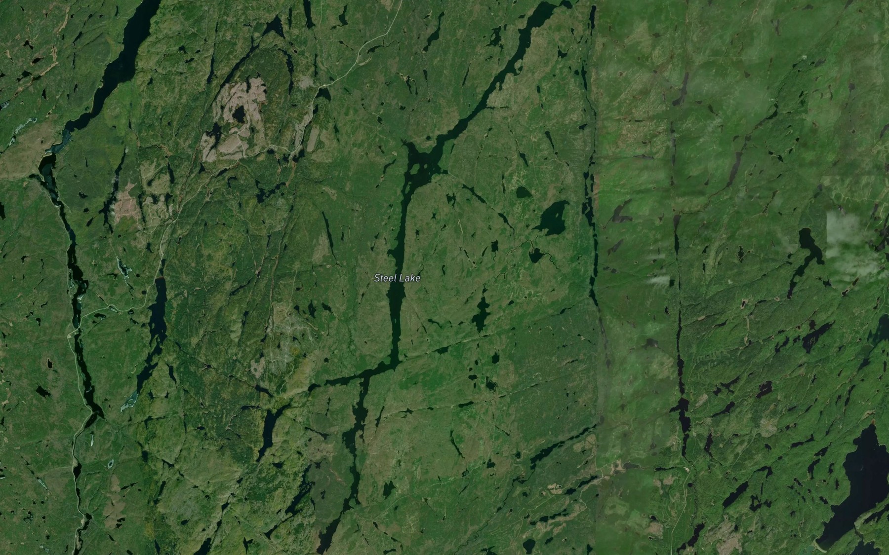 Satellite map of the Steel Lake