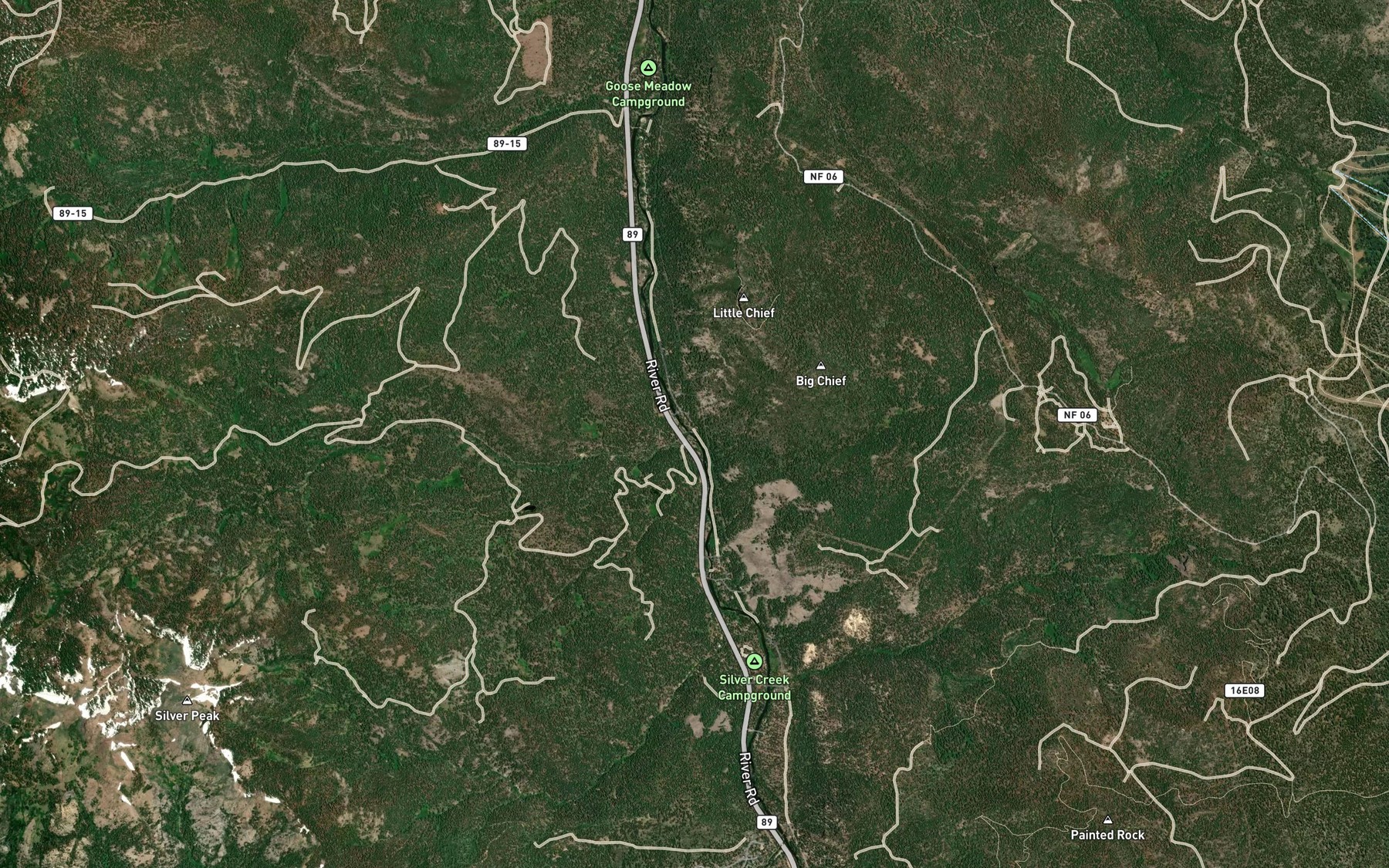 Satellite map of the Pole Creek
