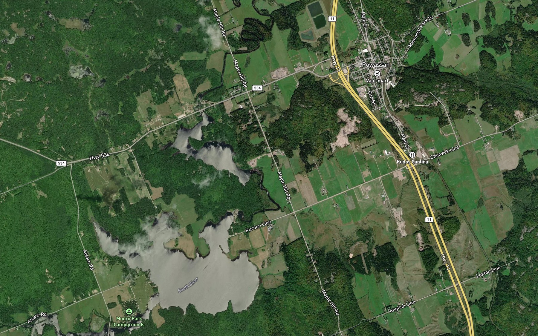 Satellite map of the McGillvray Creek