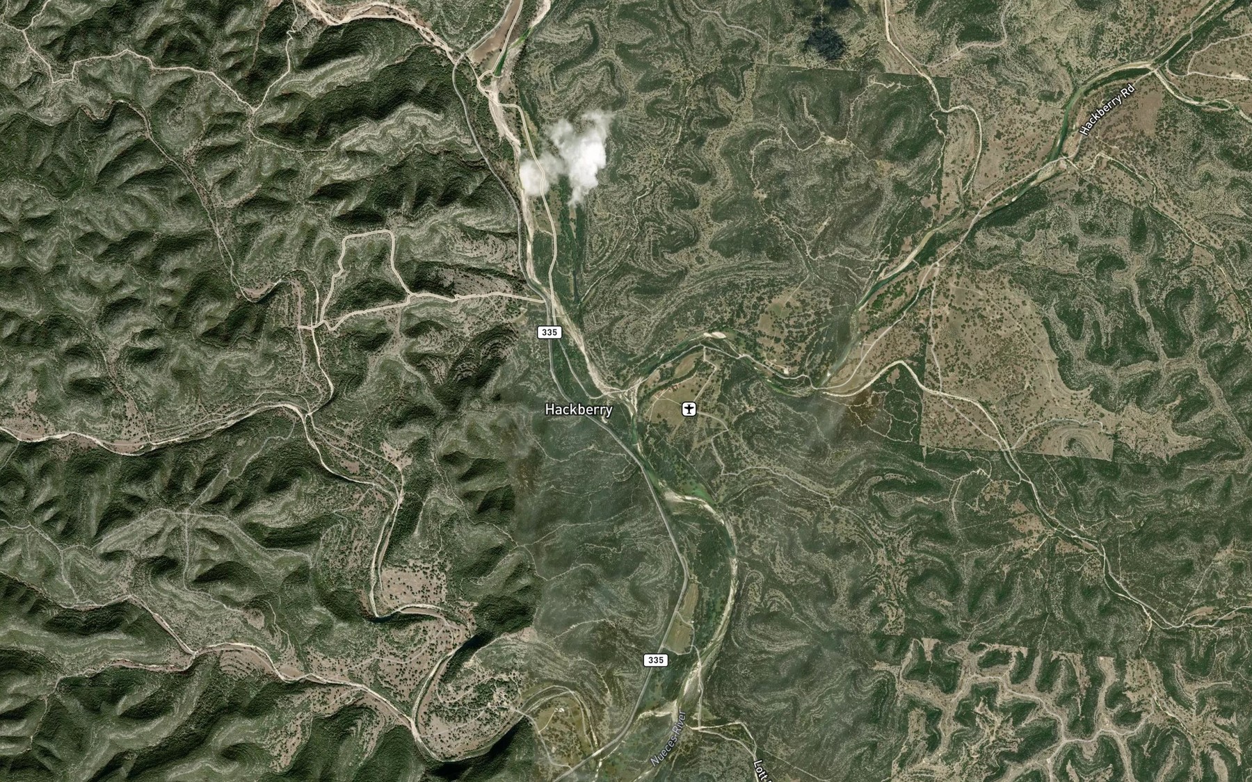 Satellite map of the East Prong Nueces River
