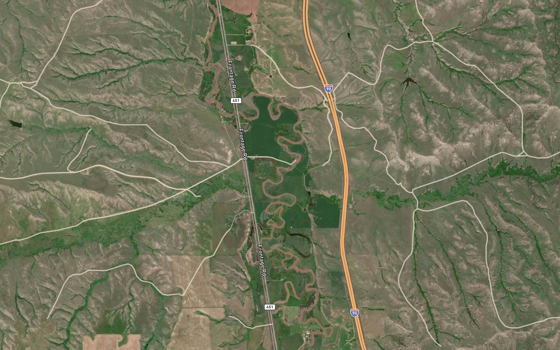 Satellite map of the Sand Creek