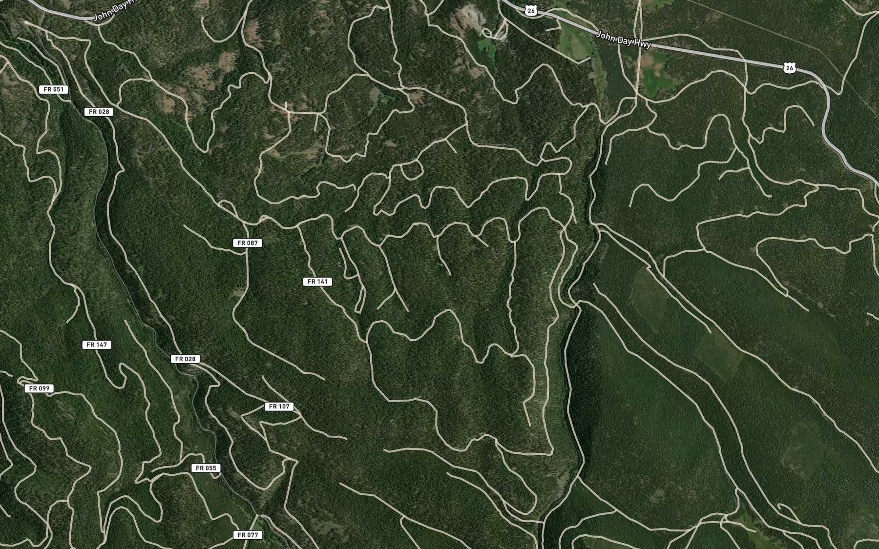 Satellite map of the Wood Camp Spring