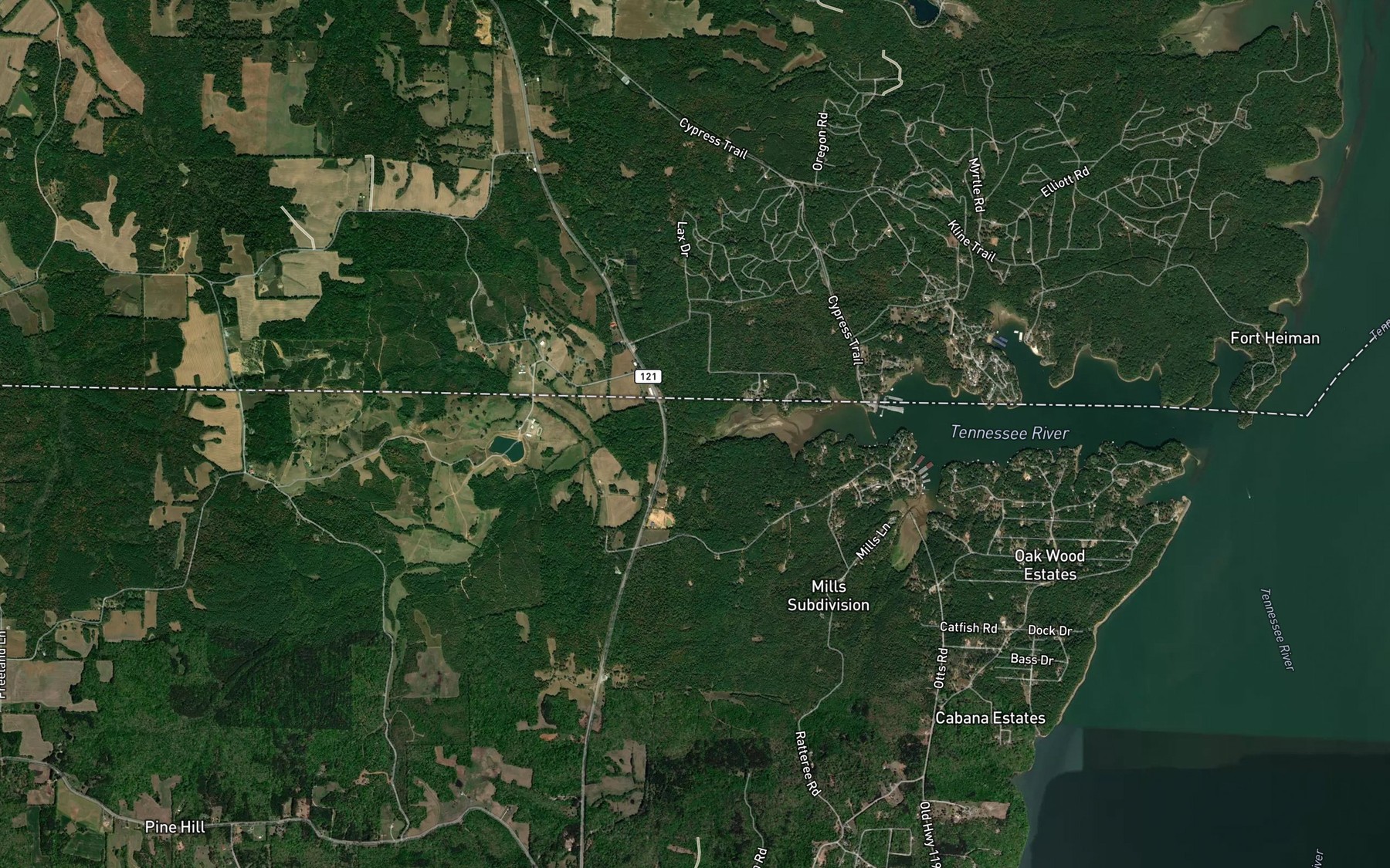 Satellite map of the Henderson Branch