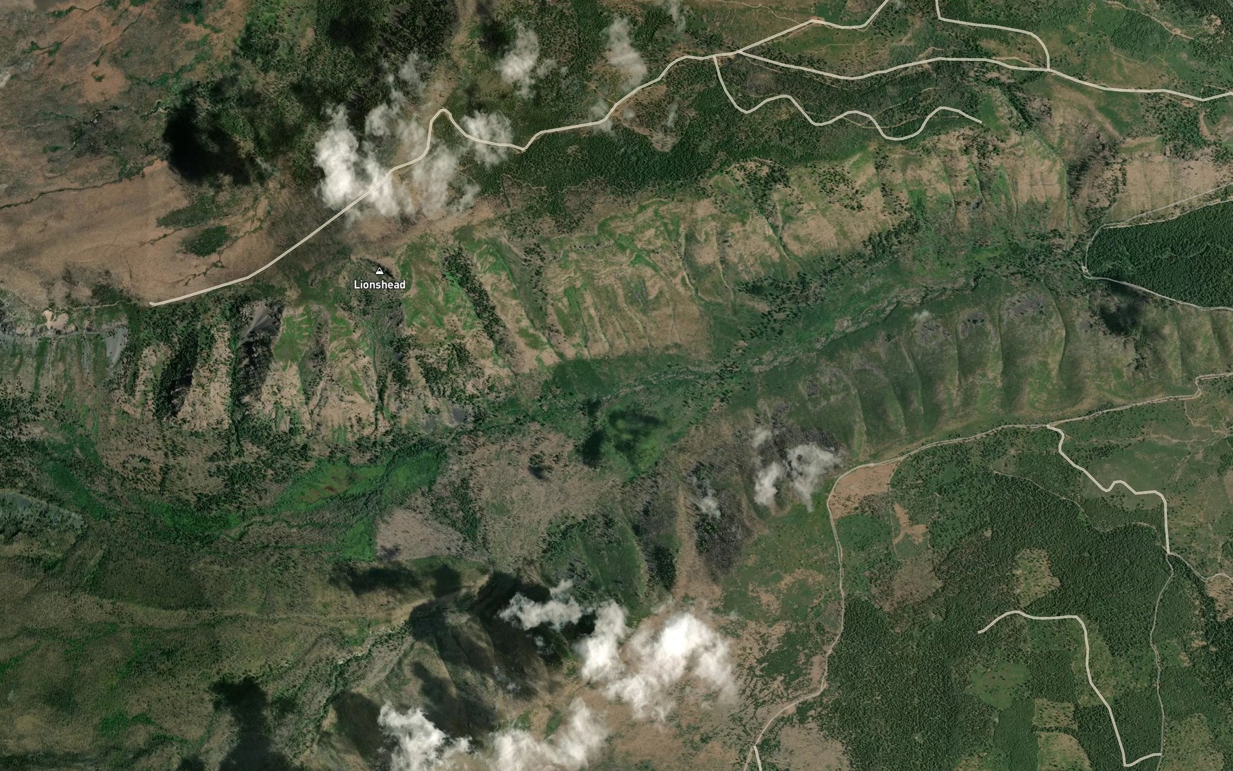 Satellite map of the Milk Creek
