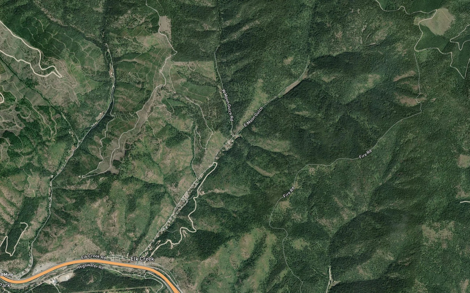 Satellite map of the West Fork Moon Creek
