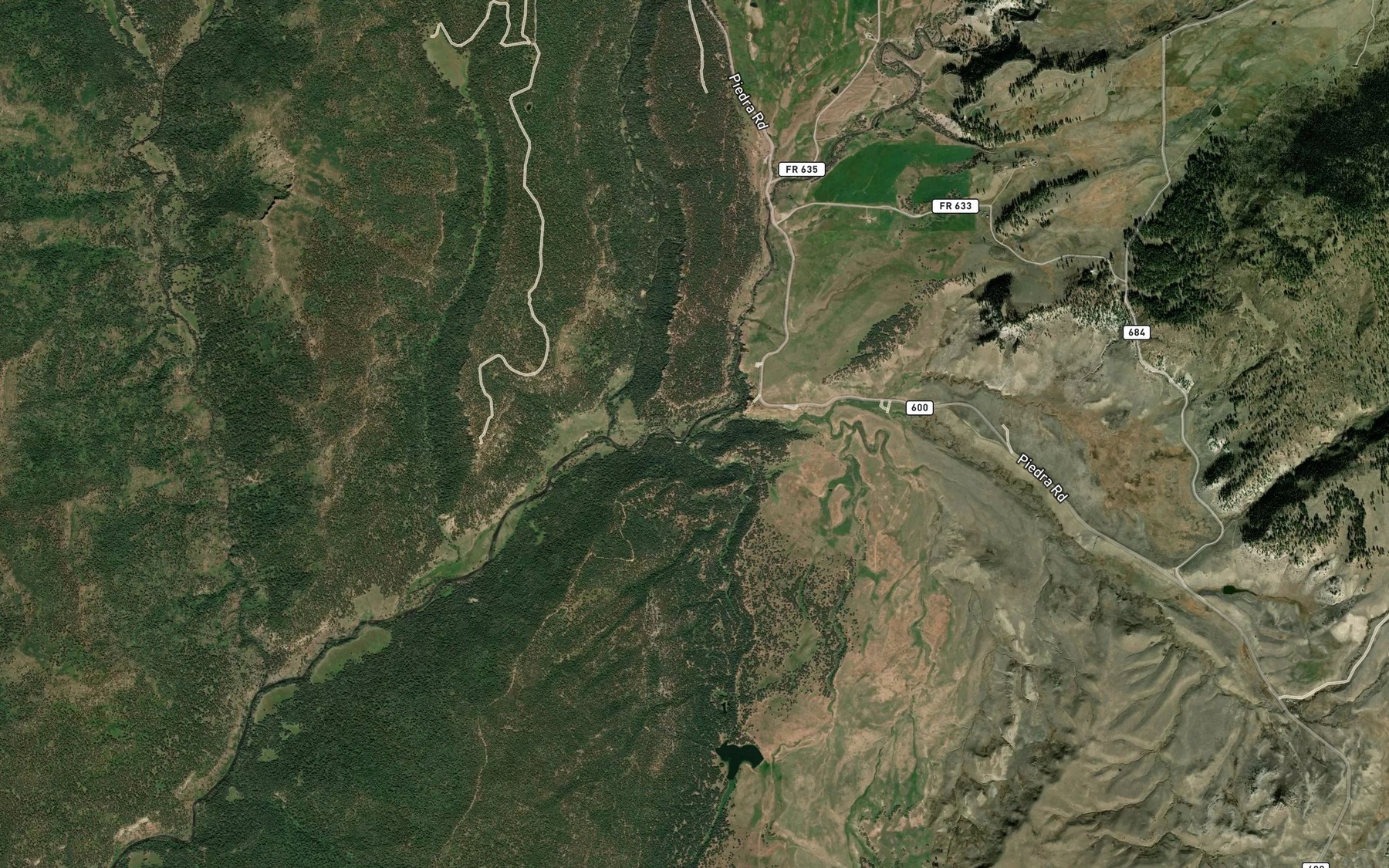 Satellite map of the O'Neal Creek