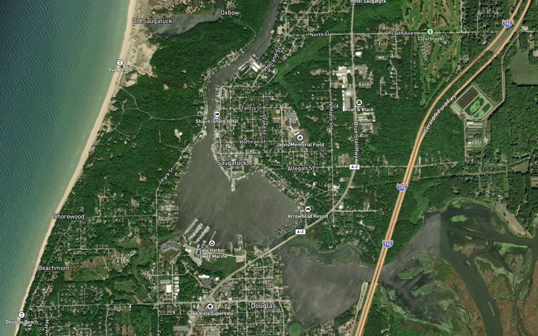 Satellite map of the Kalamazoo Lake